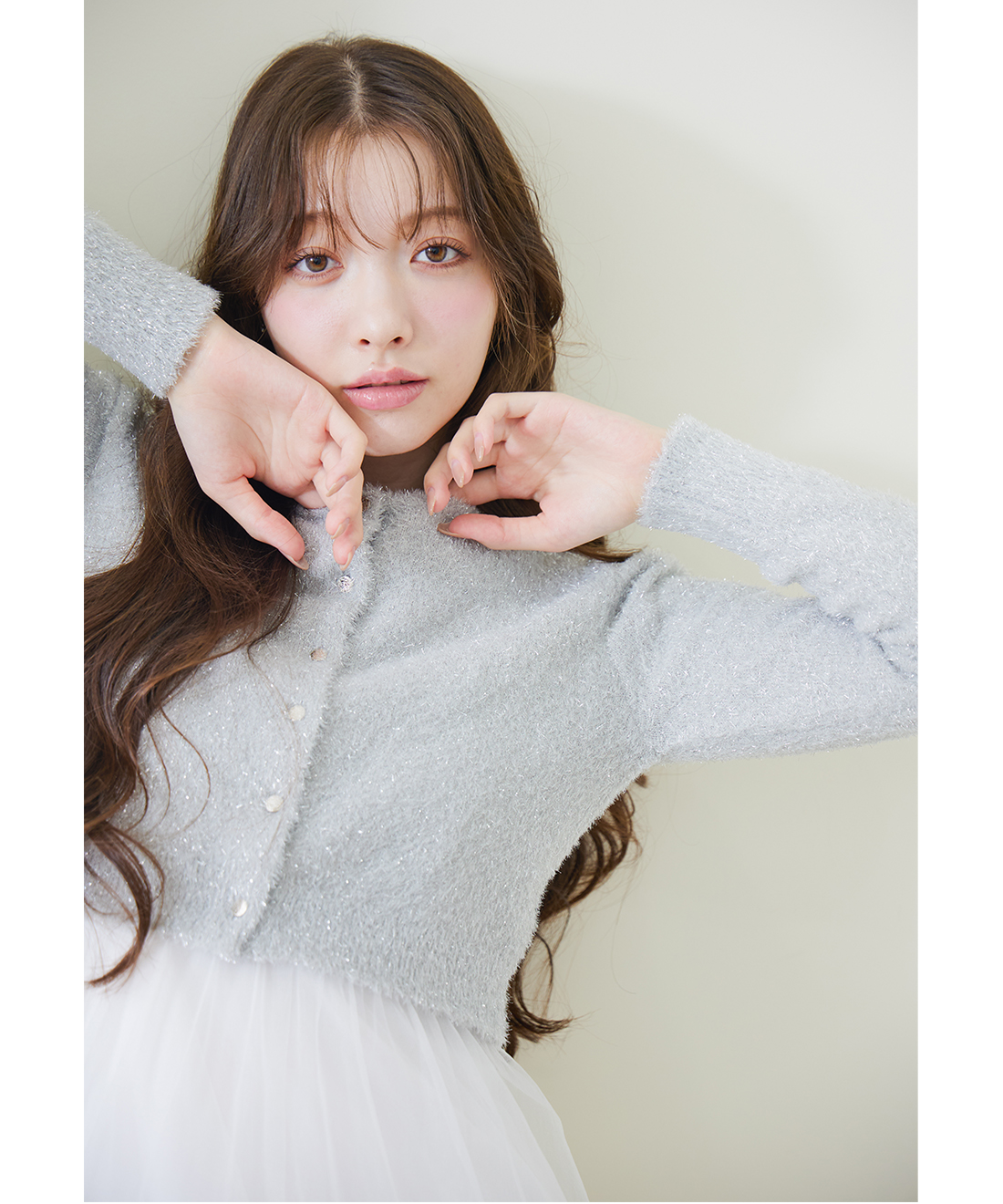 ラメニットカーディガン＆キャミワンピースセット｜PETAL ONLINE