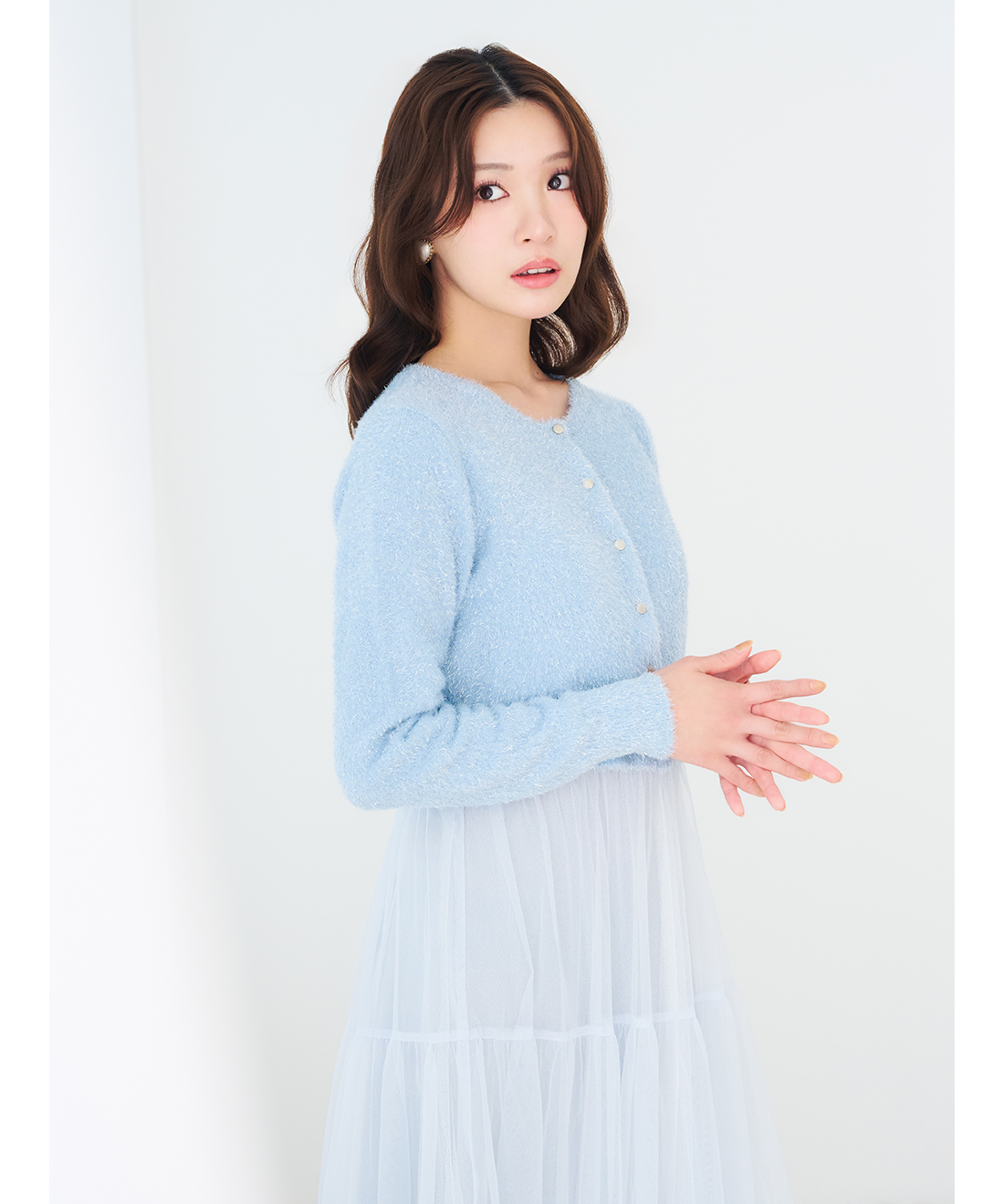 ラメニットカーディガン＆キャミワンピースセット｜PETAL ONLINE