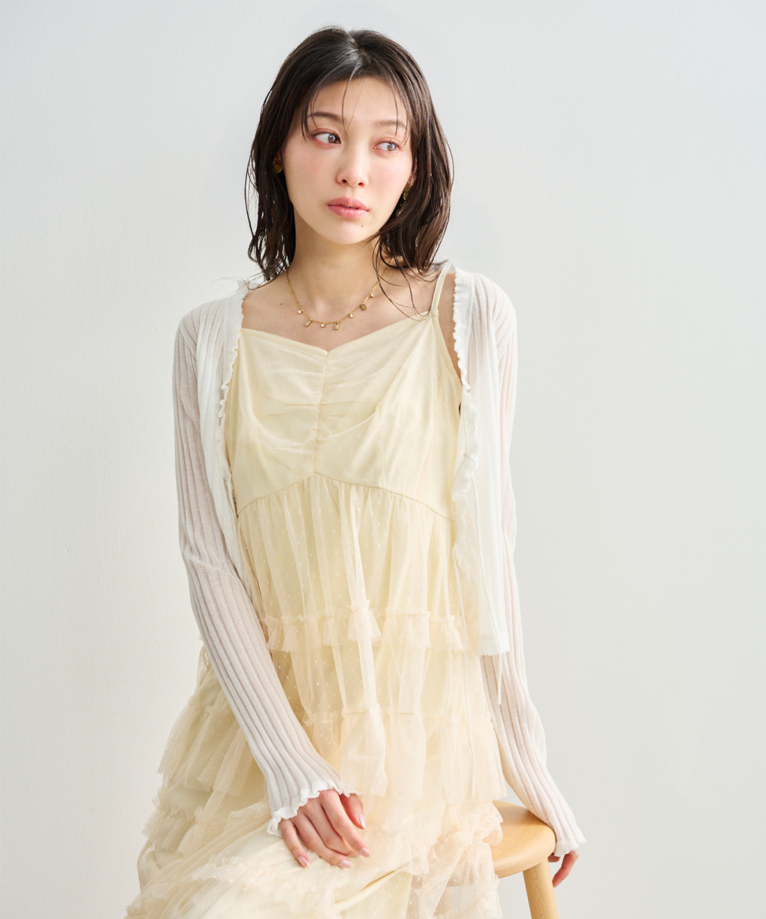 フリルティアードチュールキャミワンピース｜PETAL ONLINE（ペタル
