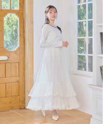 ヘムティアードチュールフレアスカート｜PETAL ONLINE（ペタルオンライン）