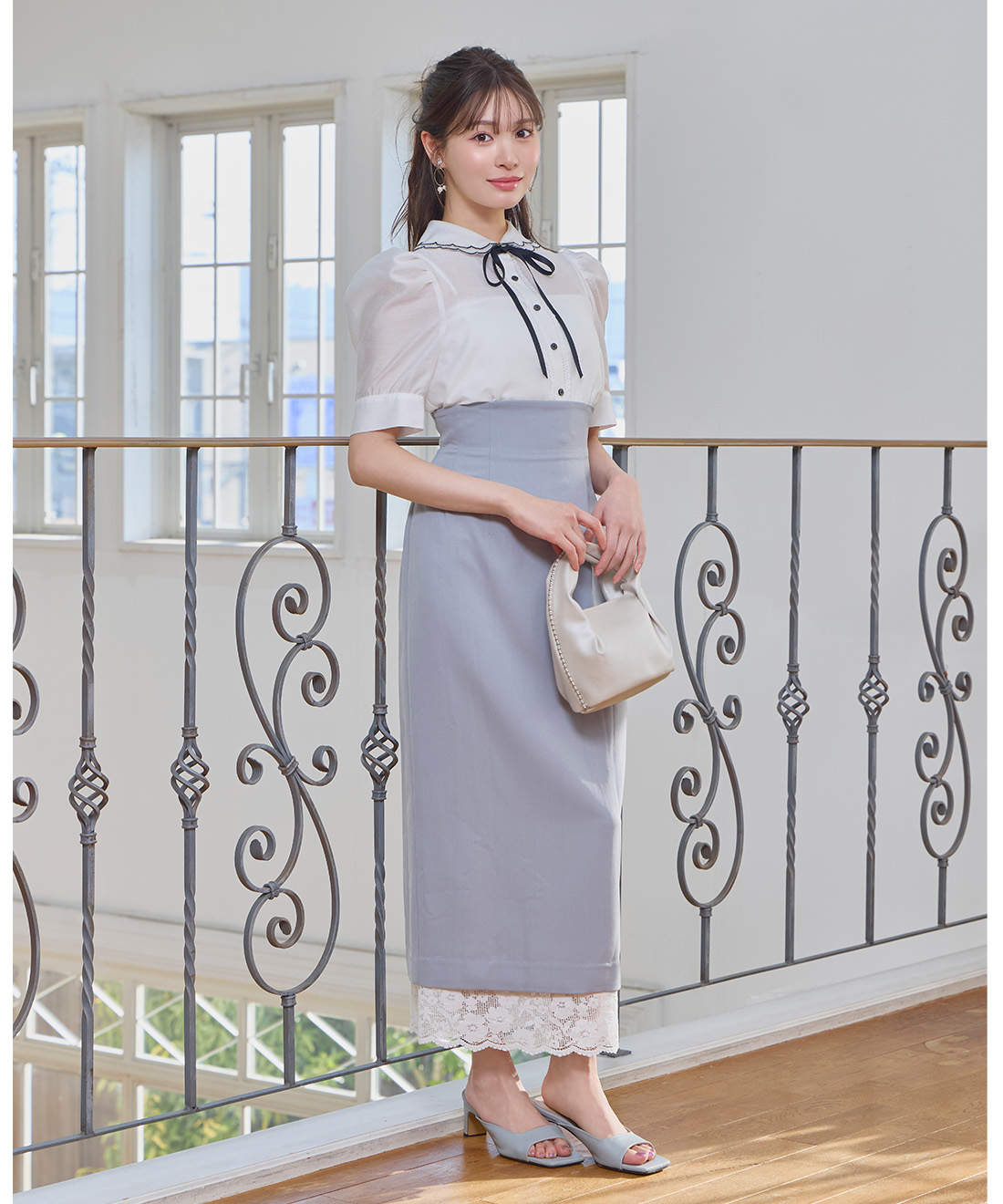 【新品未使用タグ✨】株式会社キング LETICIA レーストップス アイスグレー レースヘムタイトスカート｜PETAL ONLINE（ペタルオンライン）