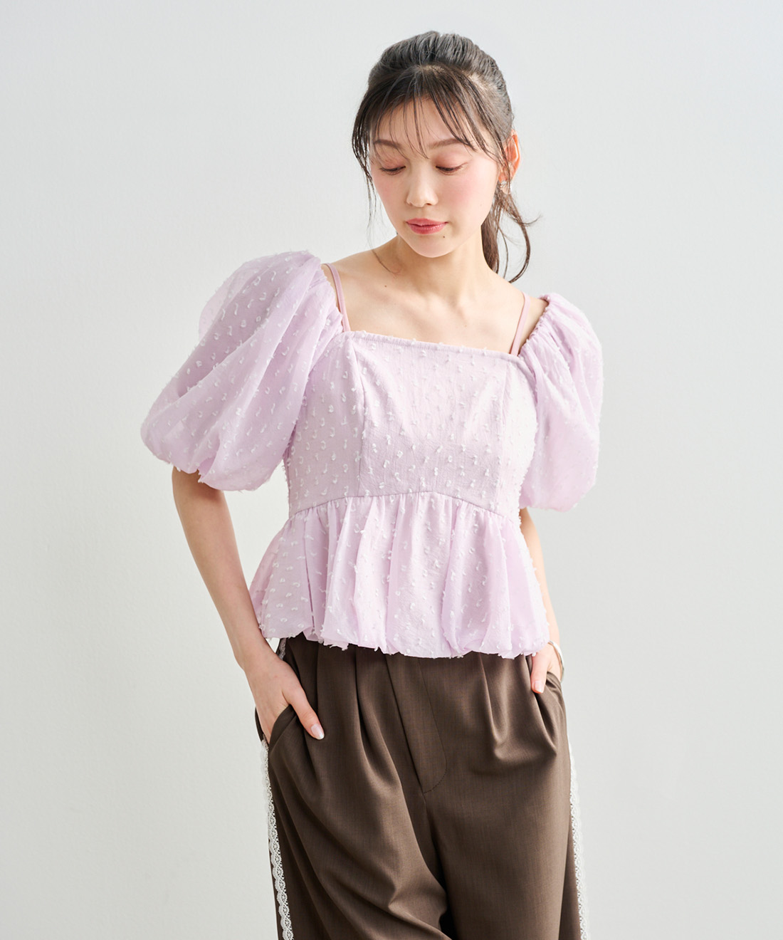MORE SALE】3wayジャガードペプラムブラウス｜PETAL ONLINE（ペタル