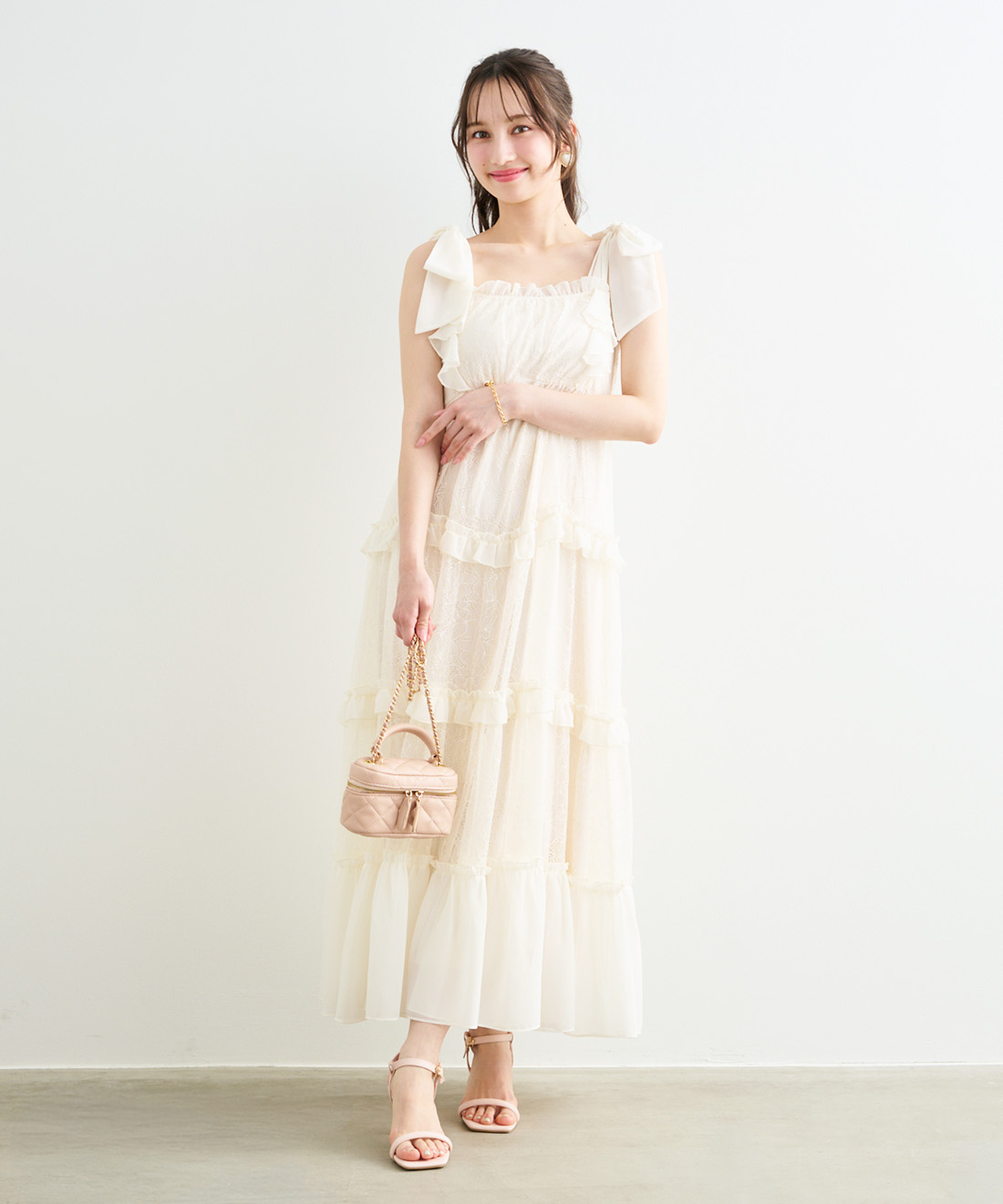 ショルダーリボンレースティアードワンピース｜PETAL ONLINE（ペタル