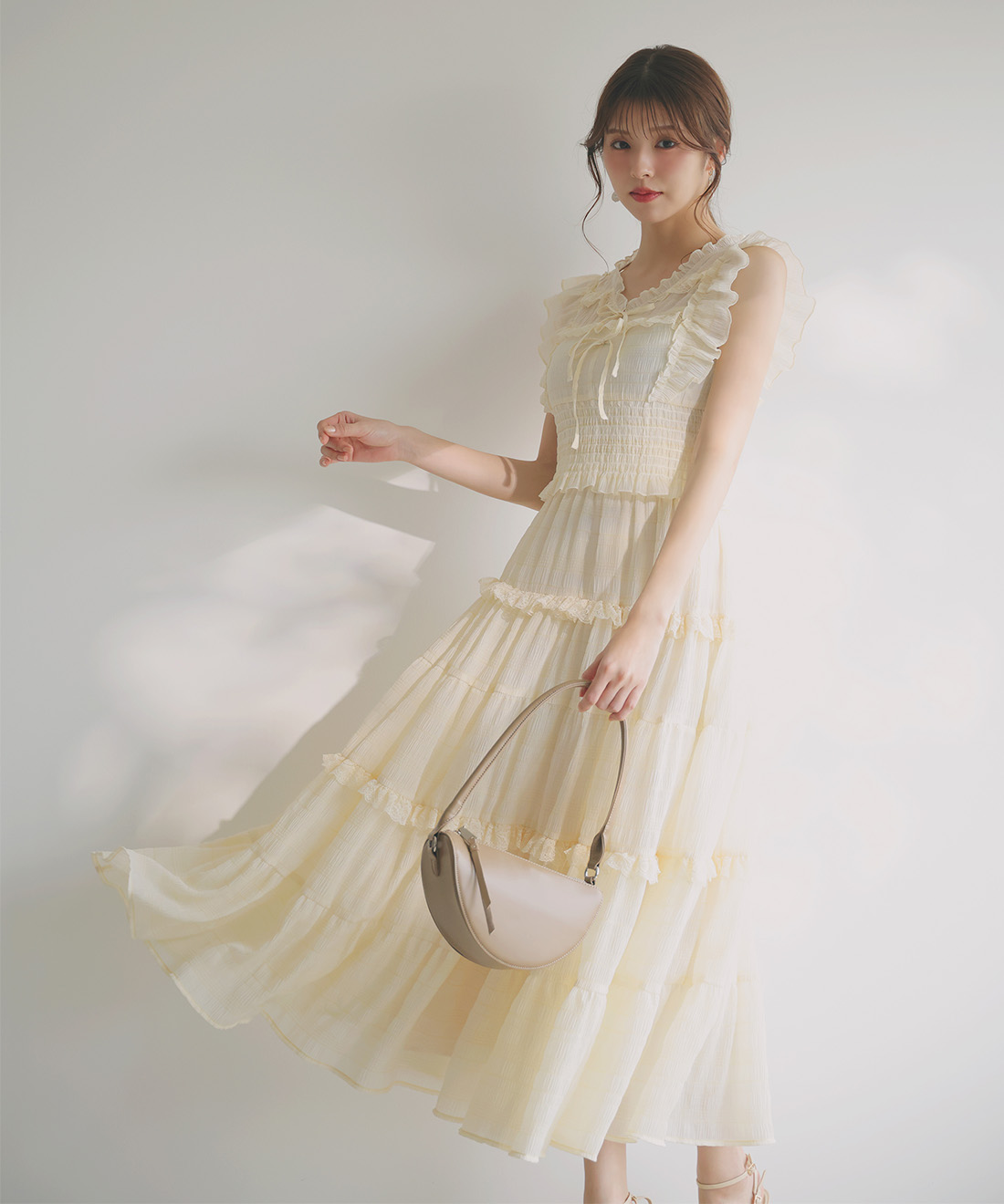 シャーリングレースフリルティアードスカート｜PETAL ONLINE（ペタル