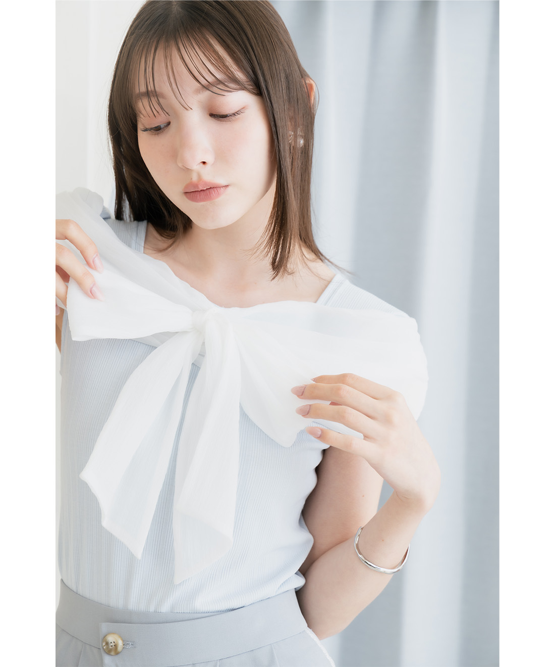 リボンオフショルライクトップス｜PETAL ONLINE（ペタルオンライン）
