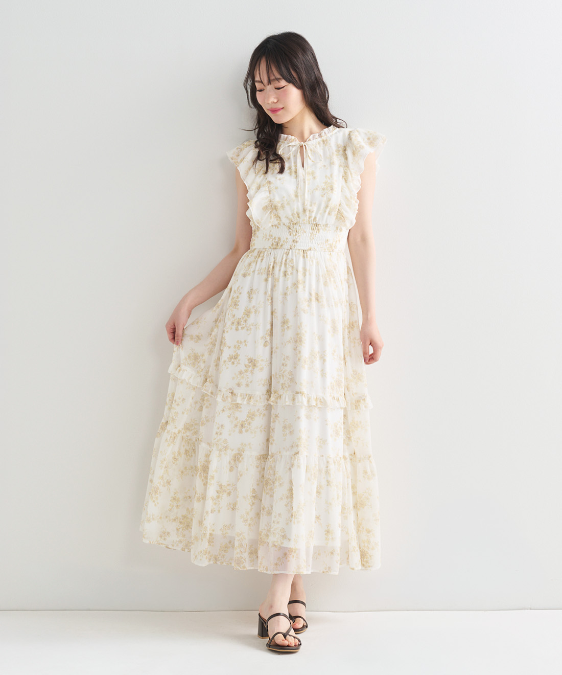 フラワープリントシアーティアードワンピース｜PETAL ONLINE（ペタル
