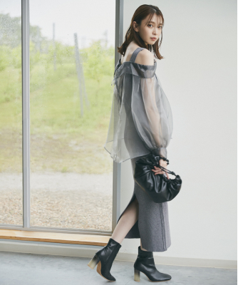 オーガンジーシャツ×ニットワンピースSET|PETAL ONLINE(ペタル 正規品の人気商品通販 ココディール オーガンジーシャツ×ニットワンピースSET ロングワンピース