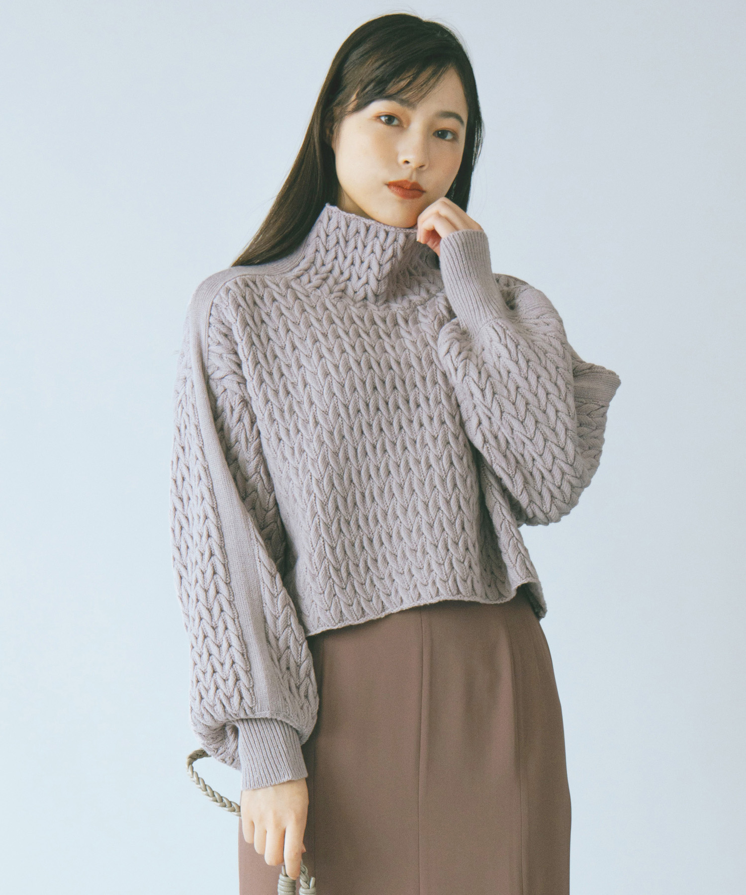 予約】ショート丈ハイネックケーブルニット｜PETAL ONLINE（ペタル 