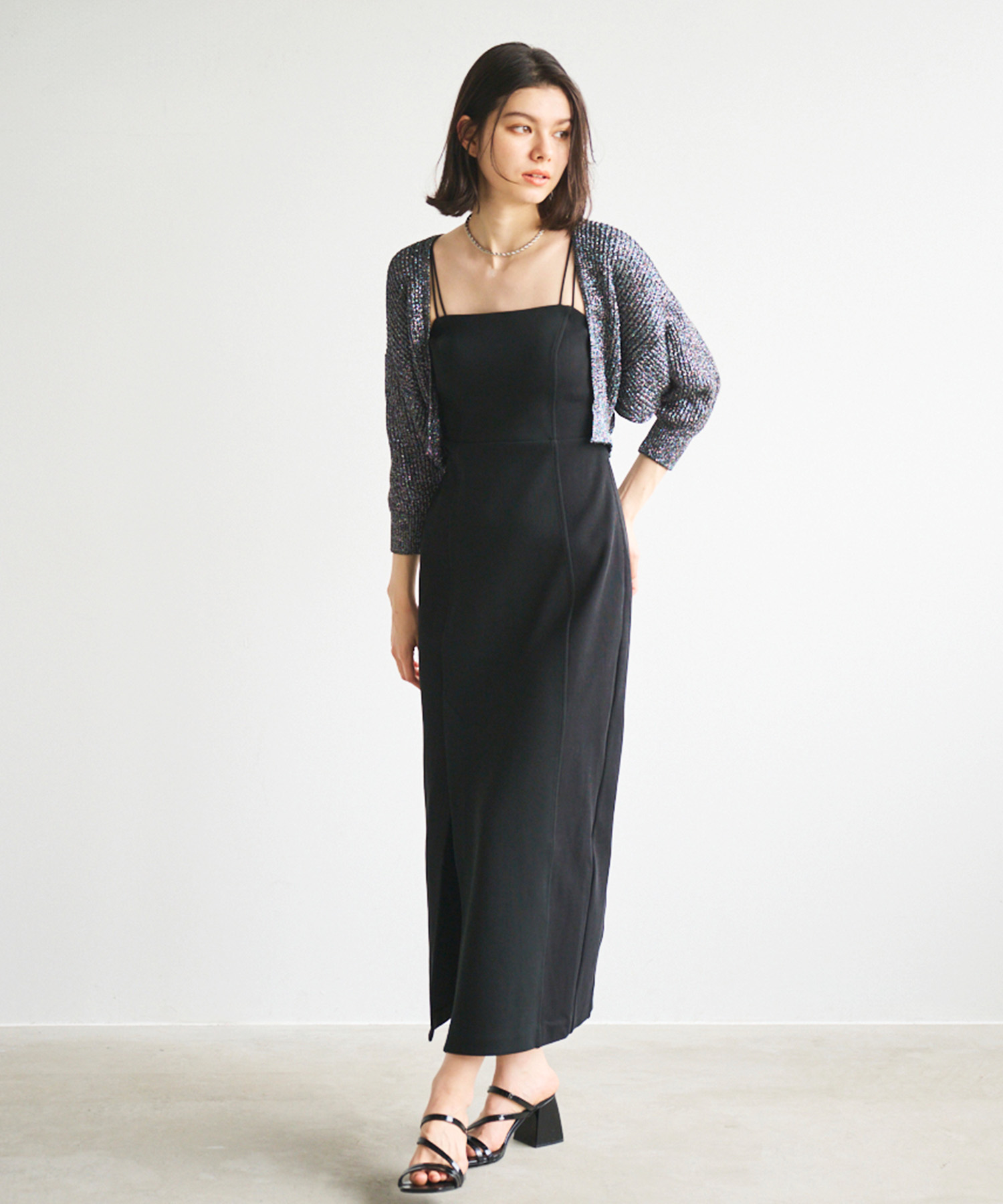 美品☆彡ココディール☆ウエストリブサロペット（ブラック） 美品☆彡ココディール☆ウエストリブサロペット（ブラック