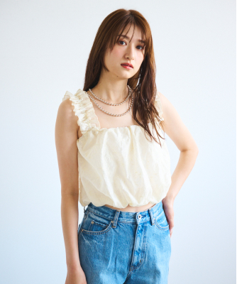 【COCODEAL 今季新作】アシメフリルチュールキャミソール アシメフリルチュールキャミソール｜PETAL ONLINE（ペタル