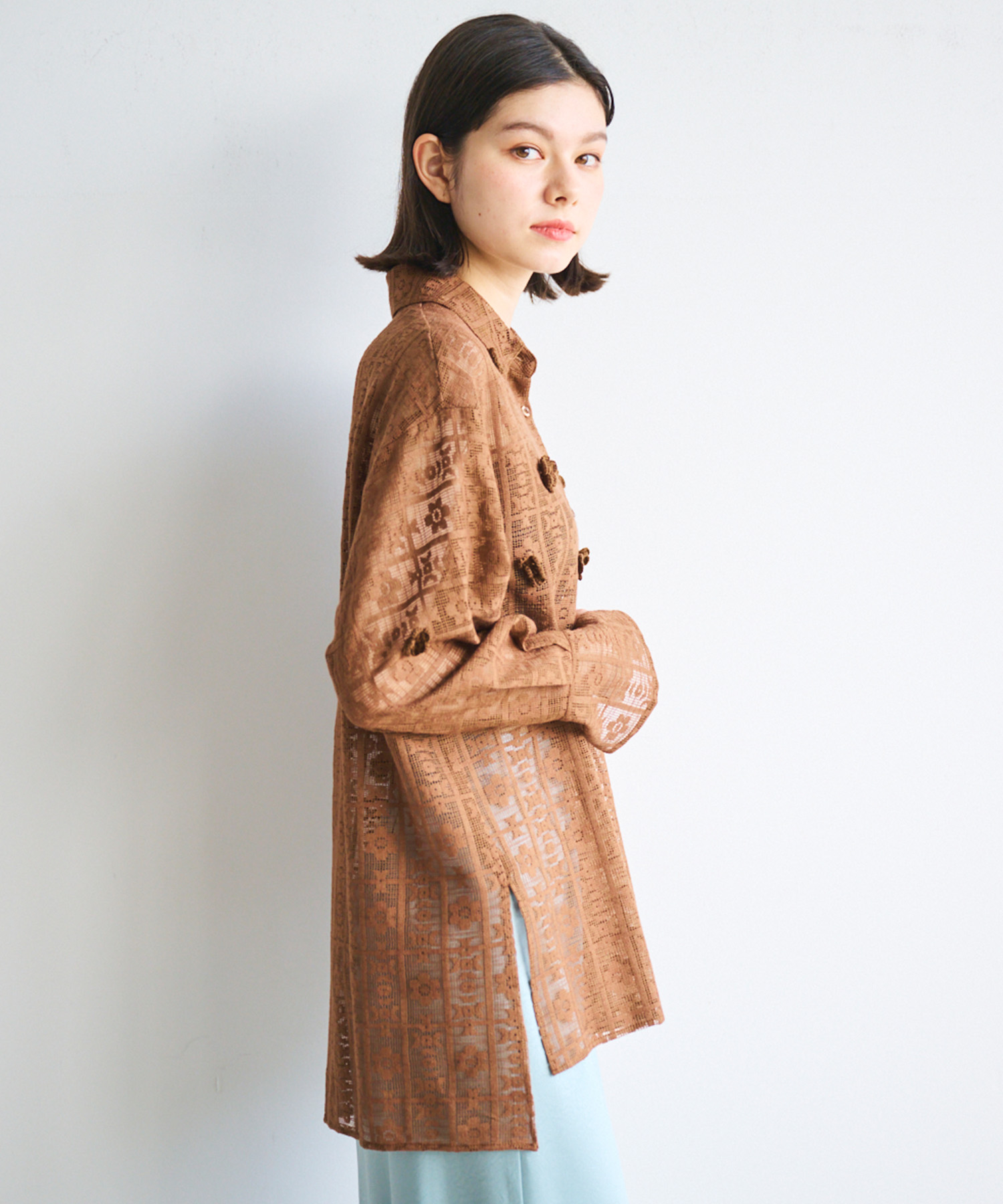 パイピングレースシャツ（ブラック） | MACHATT ONLINE STORE