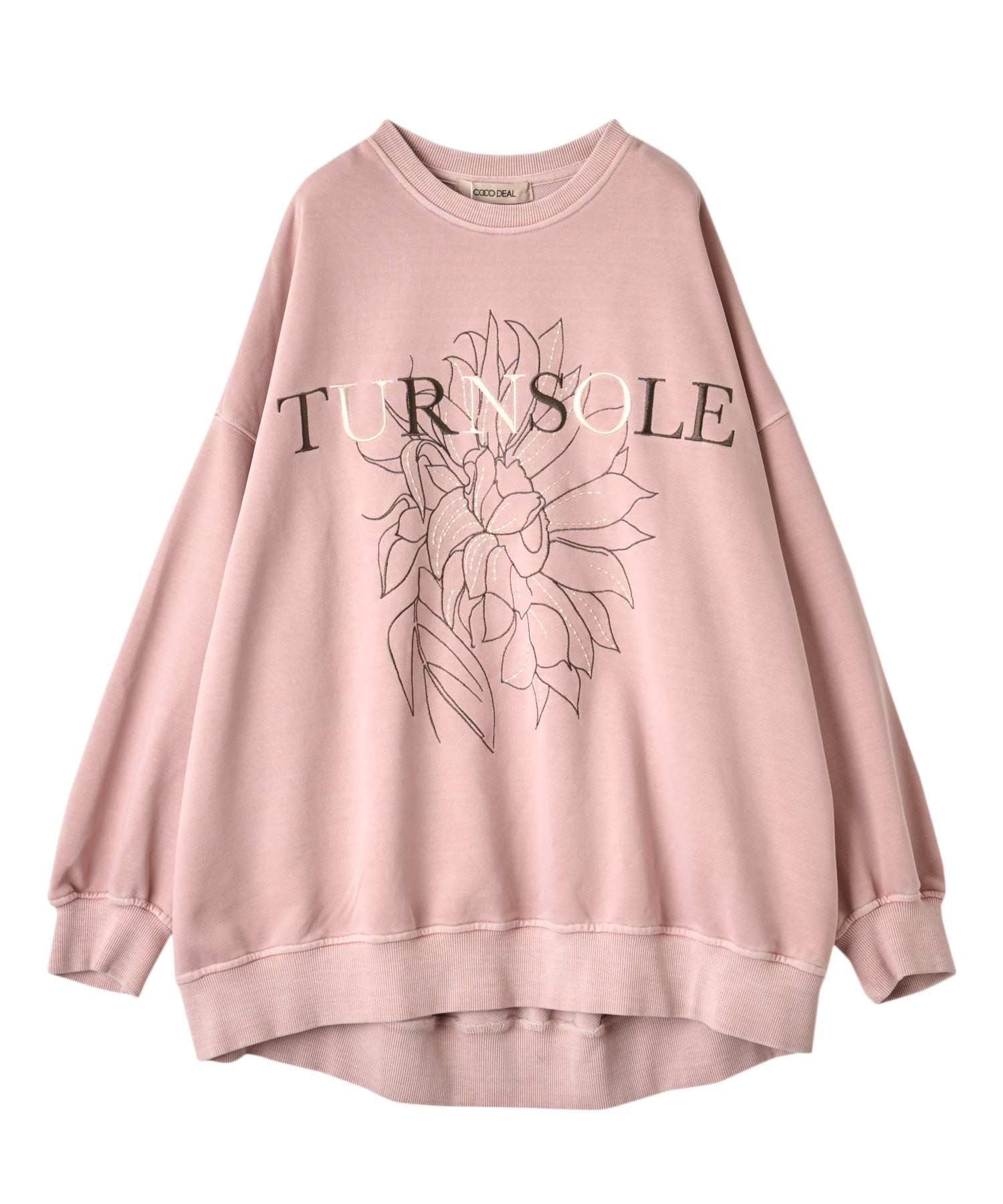 n様✮即完売✮超美品✮COCO DEAL 配色グラフィックひまわり刺繍スウェット n様✮即完売✮超美品✮COCO DEAL 配色グラフィックひまわり刺繍