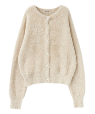 フェザーヤーンパールボタンニットカーディガン