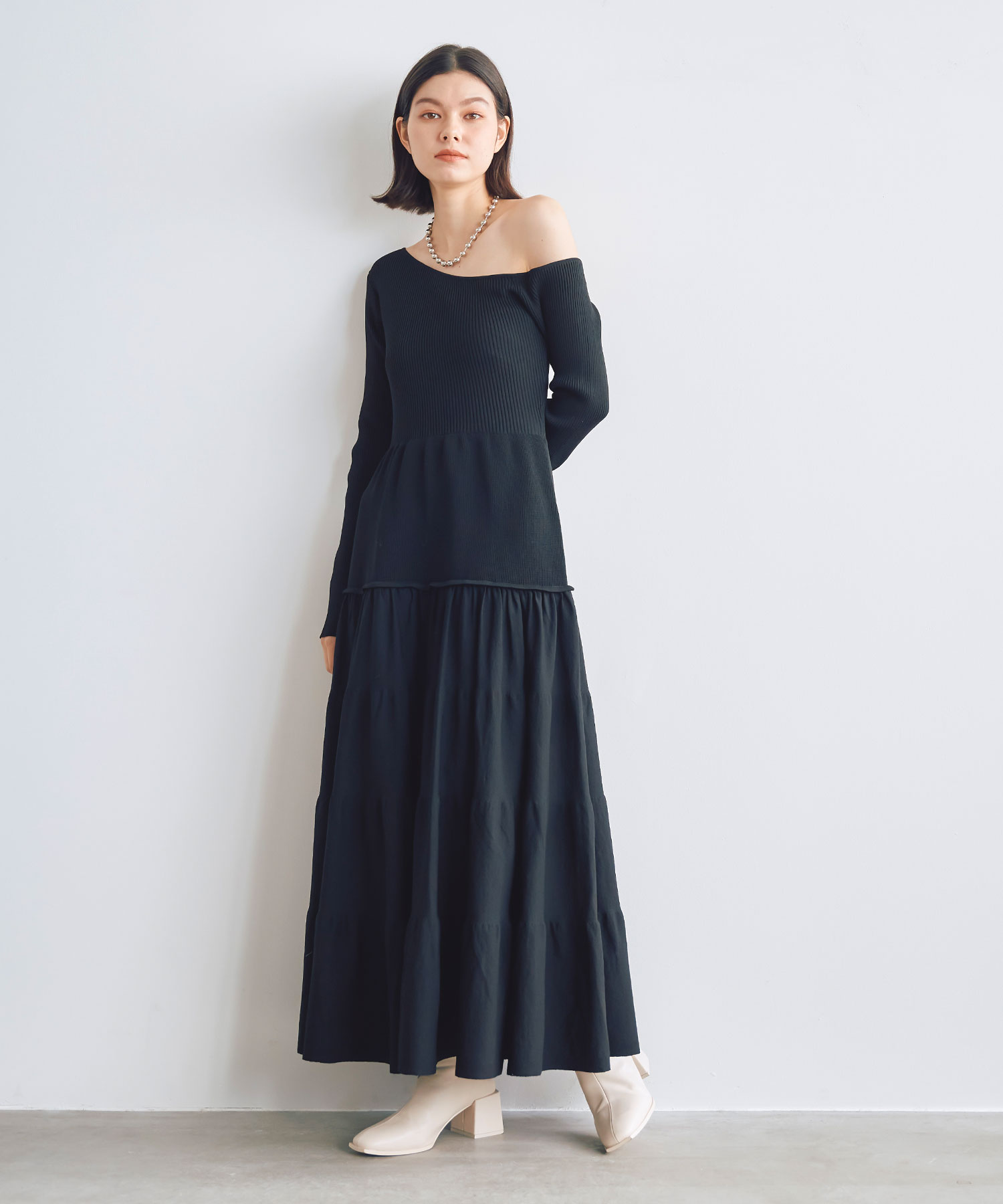 ココディール (セール30%OFF) COCODEAL/ サテンレイヤードアシメ