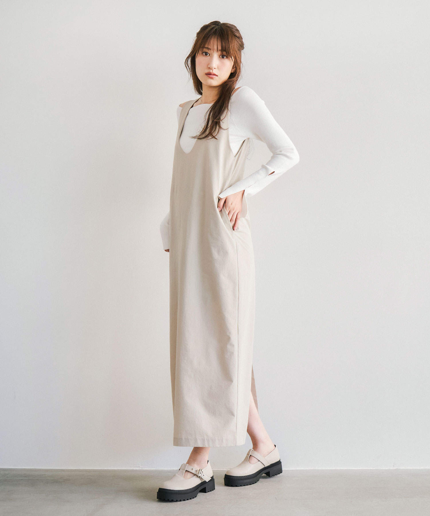 ◆Kenneth Lady ラッツマンワンボタンプリーツワンピース ◇Kenneth Lady ラッツマンワンボタンプリーツワンピース
