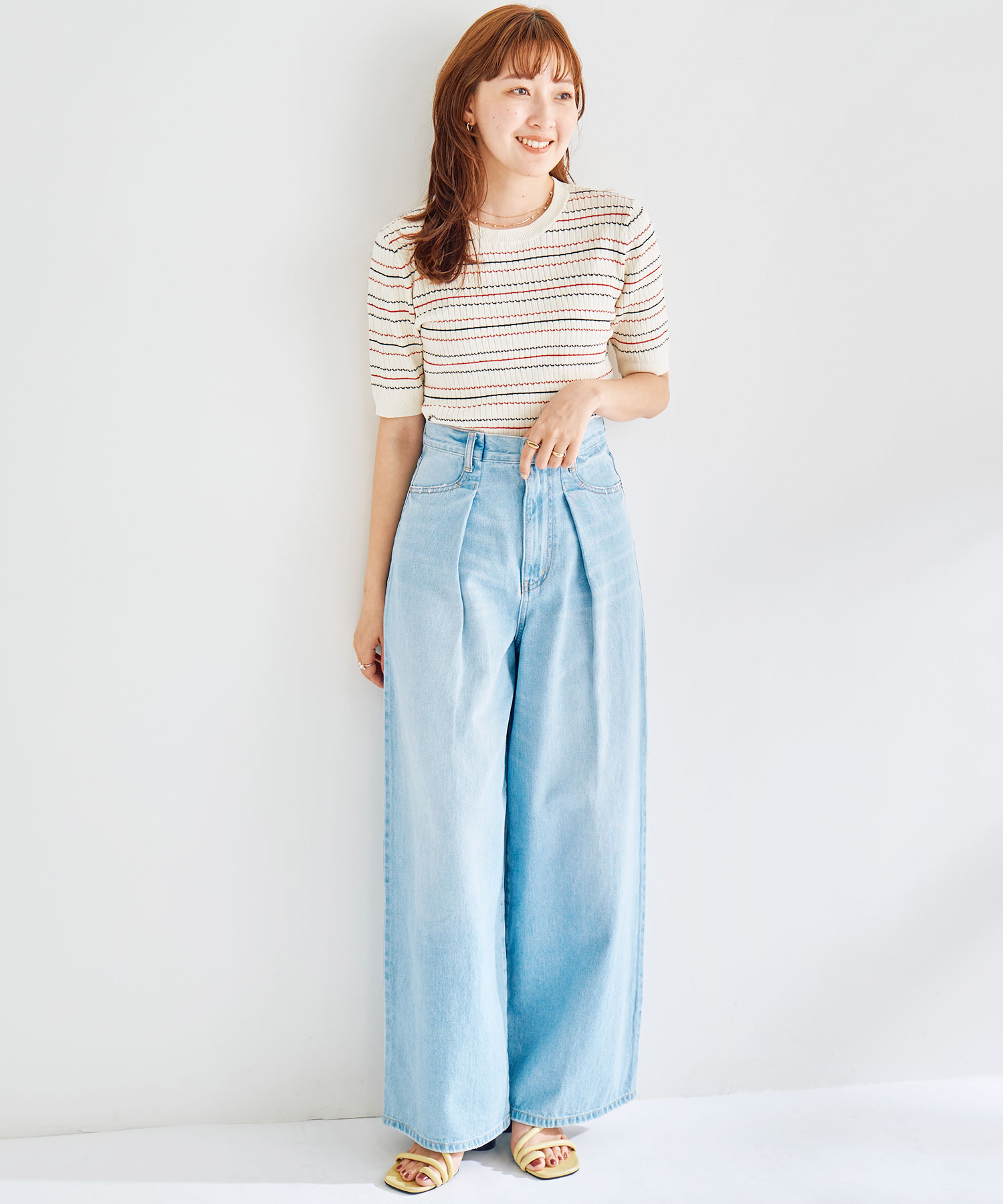 フロントタックデニムワイドパンツ｜PETAL ONLINE（ペタル