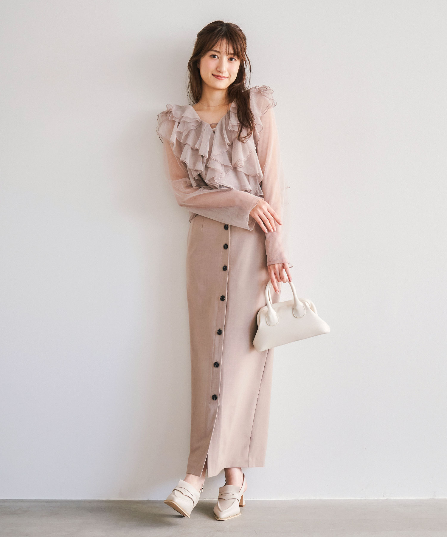 bikamadeshop＊9/17までお取り置き 折り返しウエストフロント釦ペンシルスカート｜PETAL ONLINE