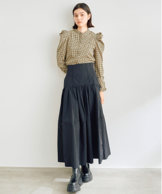 ココディール 【SOLD OUT】COCODEAL チェックパフスリーブ