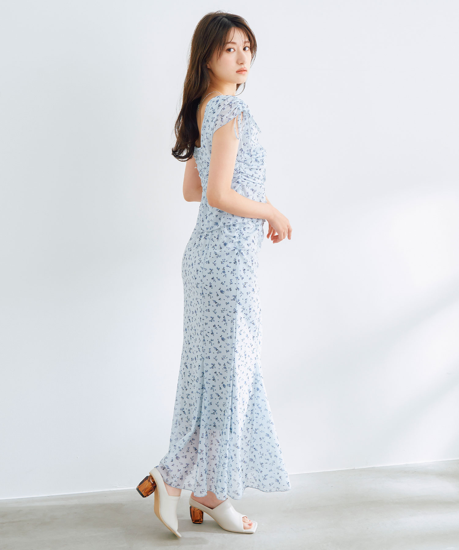 メッシュプリントギャザーワンピース｜PETAL ONLINE（ペタル
