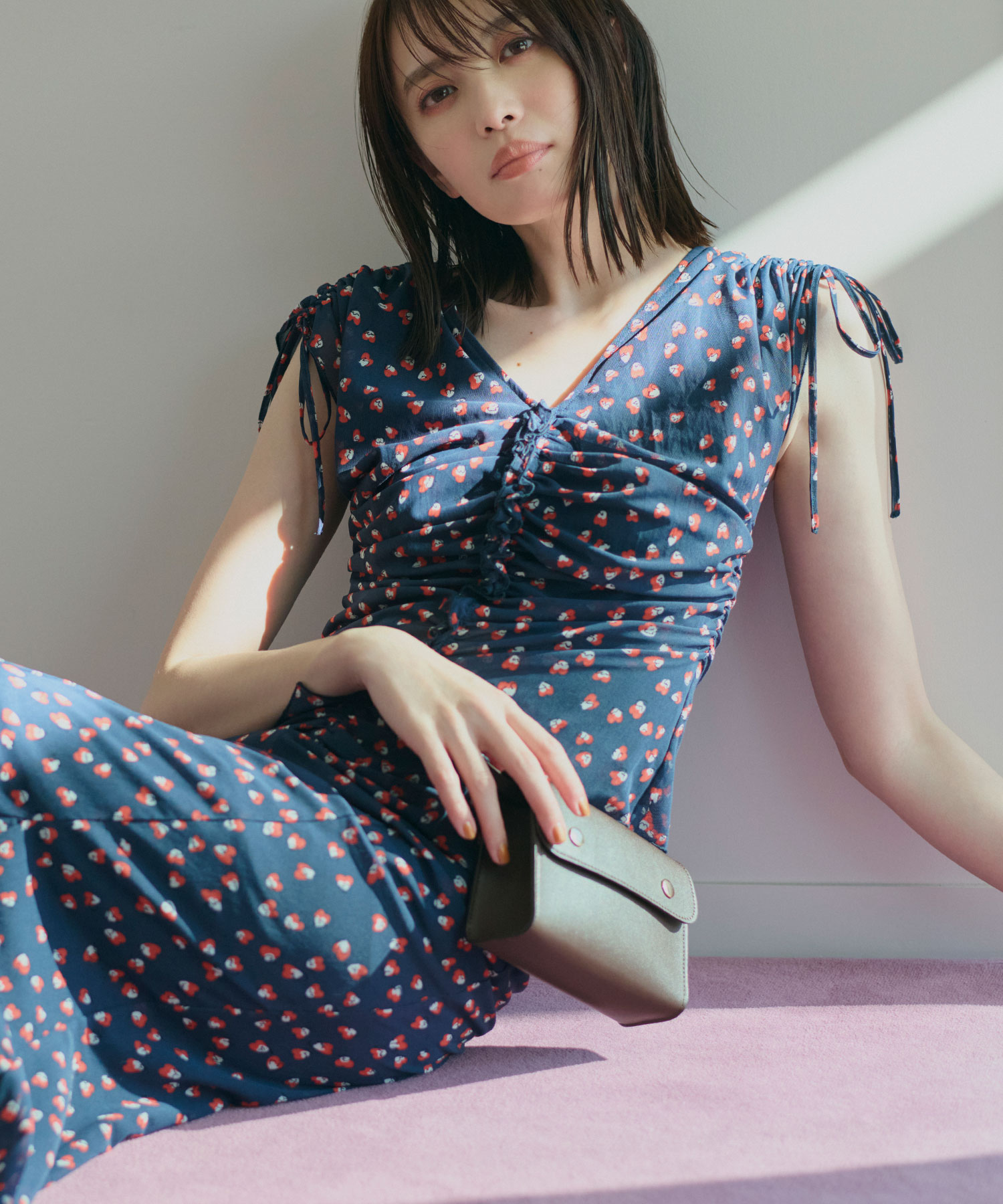 メッシュプリントギャザーワンピース｜PETAL ONLINE（ペタル