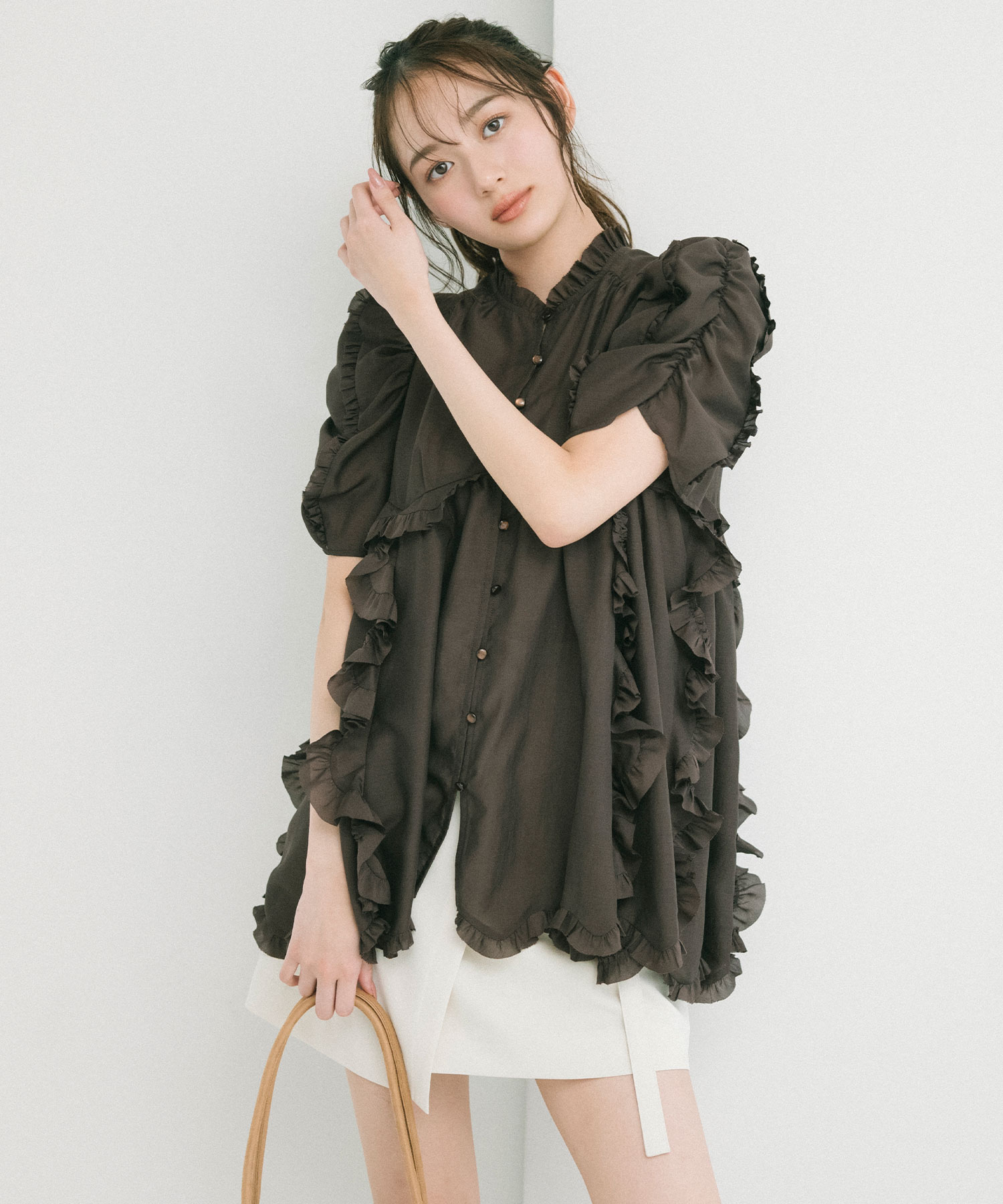 stina ブラックリボンラップスカート　ショート　ダスティピンク stina / black ribbon wrap skirt / dusty pink