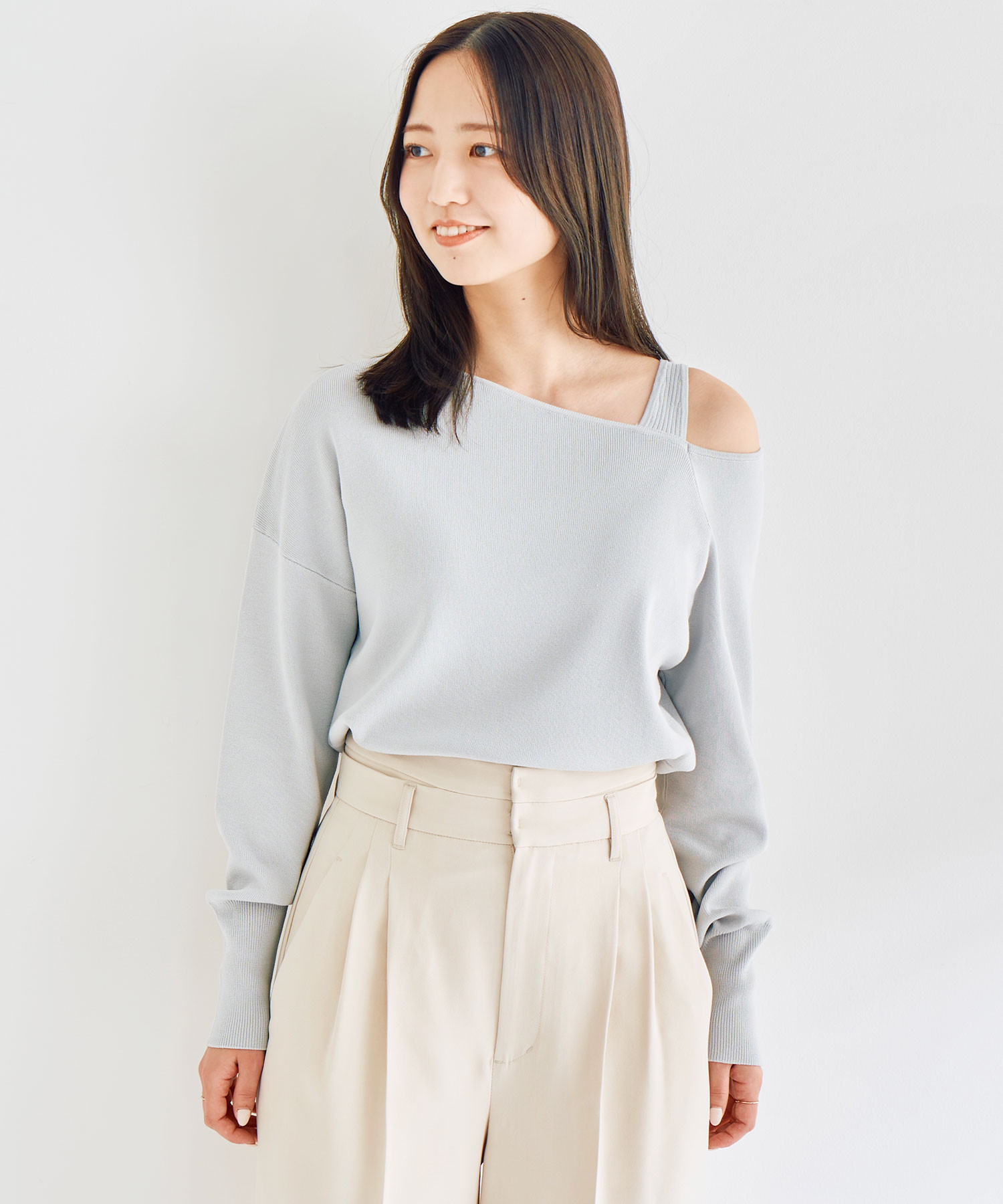 ココディール 新品タグ付 レイヤード風アシメニット アイボリー レイヤード風アシメニット｜PETAL ONLINE（ペタルオンライン）