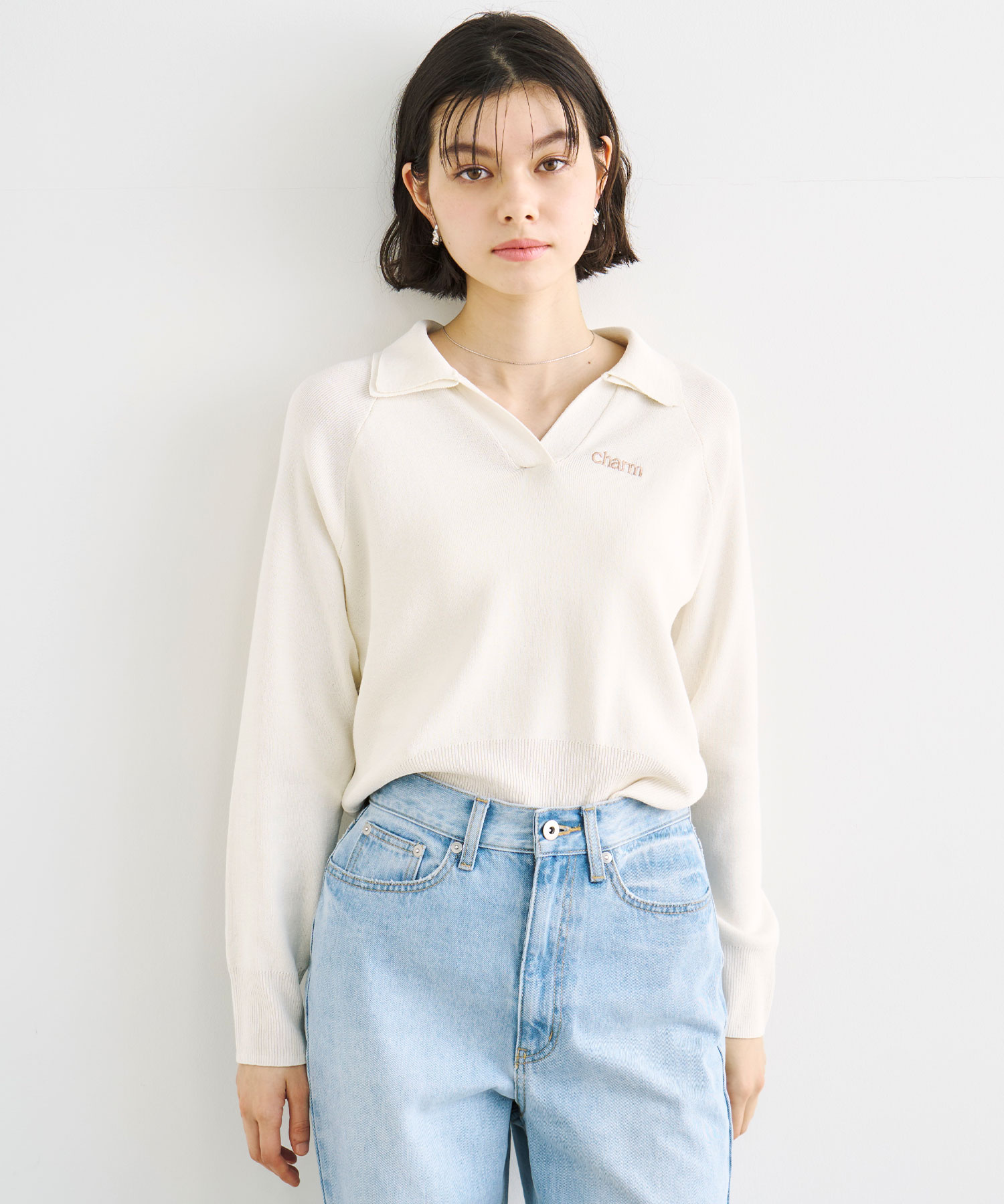 新品】Wカラースキッパーニットプルオーバー ココディール