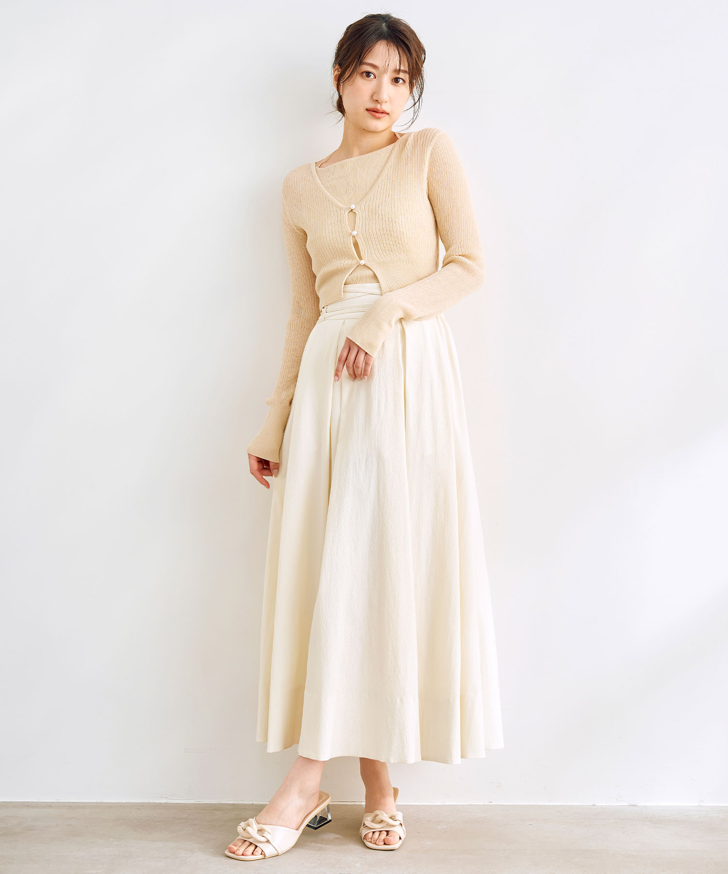 THE TOE ベージュ フレアスカート レースアップタックフレアスカート|PETAL ONLINE(ペタル