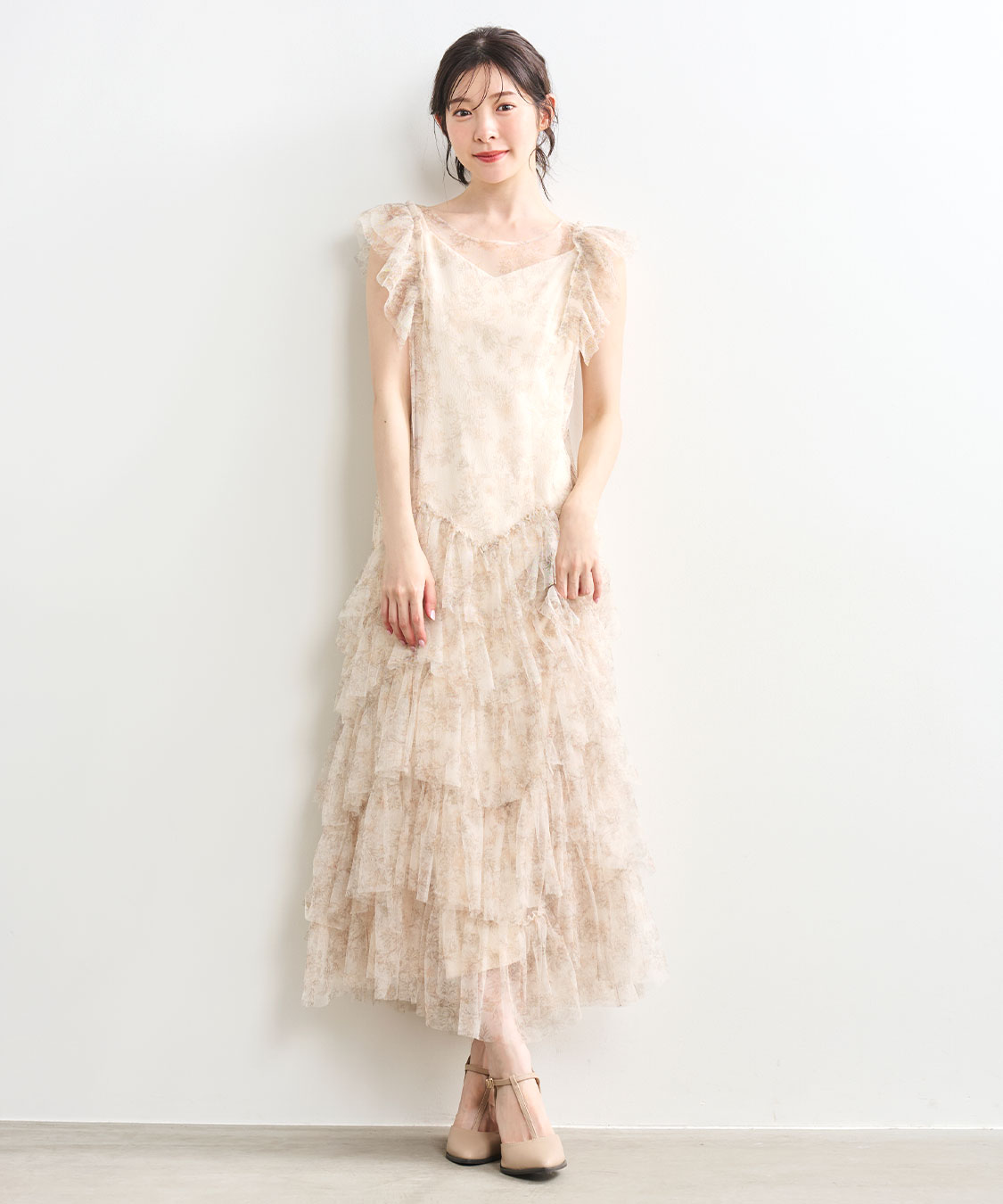ラインフラワーチュールフリルワンピース｜PETAL ONLINE（ペタル