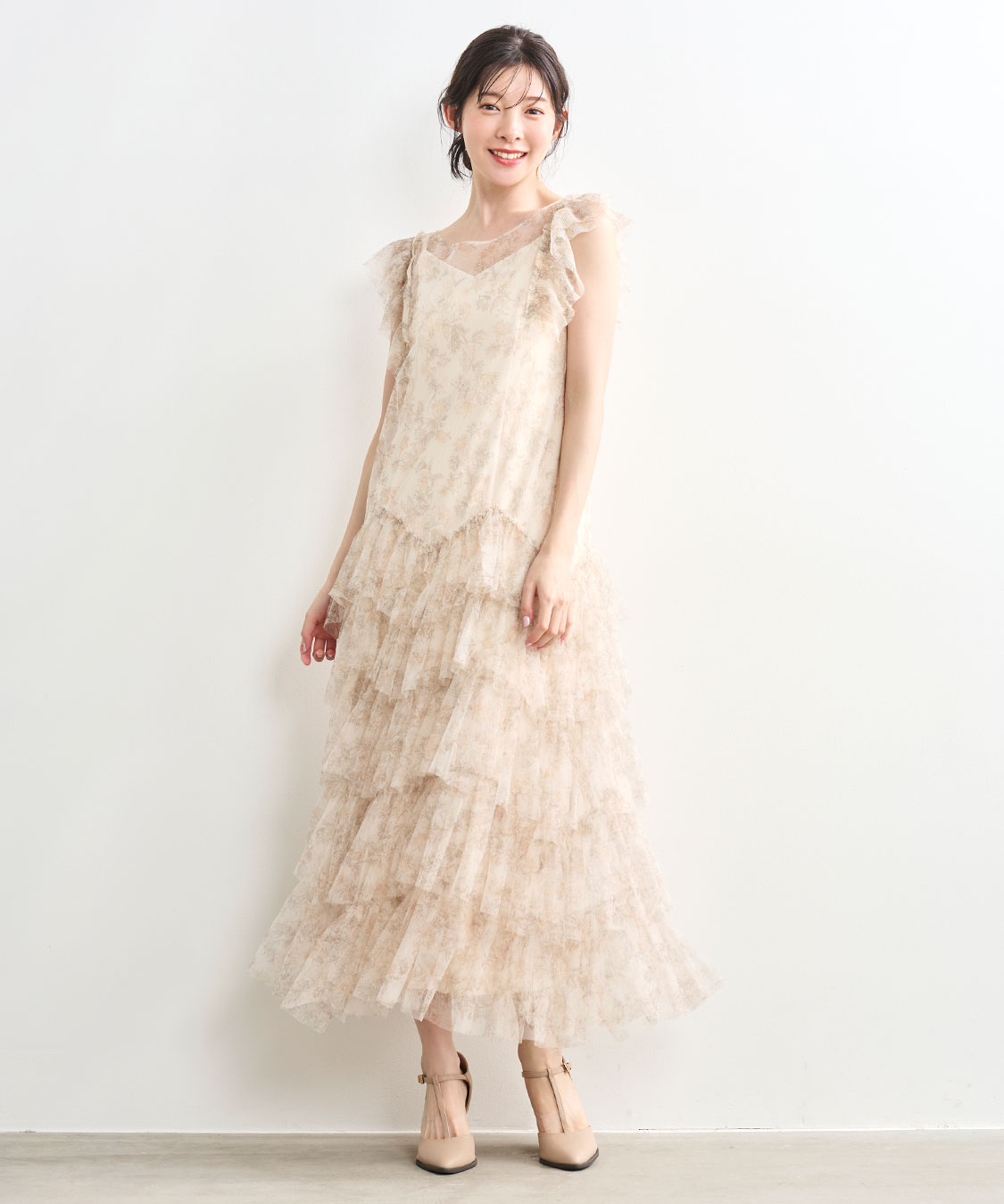 ラインフラワーチュールフリルワンピース｜PETAL ONLINE（ペタル