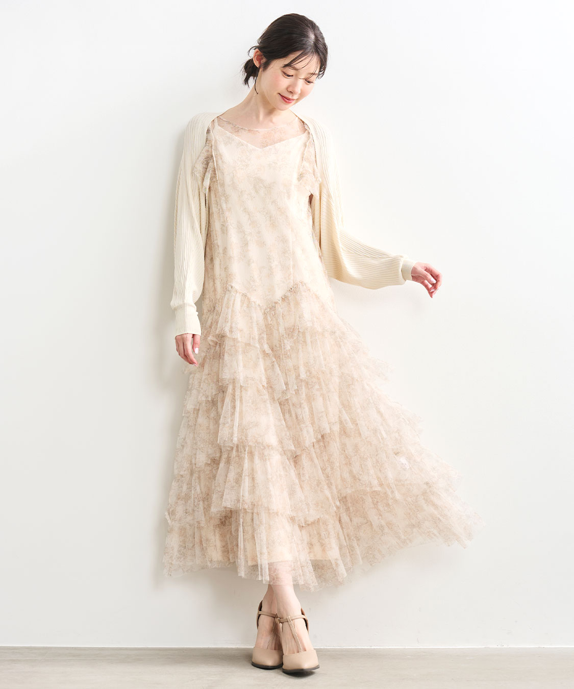 【CHICLINE】ドゥランド チューリップフローラルワンピース ラインフラワーチュールフリルワンピース｜PETAL ONLINE（ペタル
