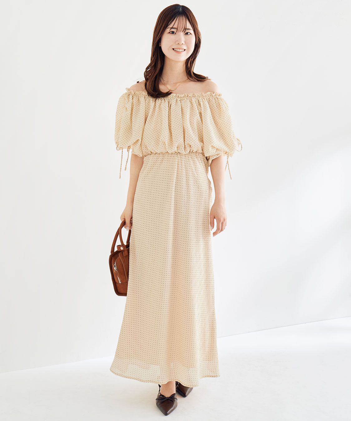 【新品/約7万円】リビアナコンティ バルーンワンピース Eighty Seven(エイティセブン)インド綿フレア前ボタン切替