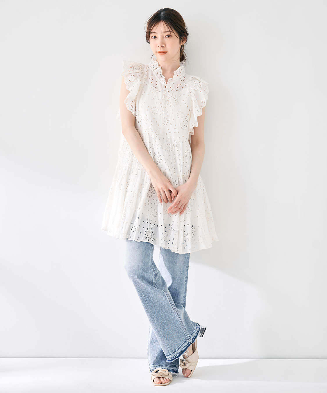 ココディール　新品タグ付　フレアワイドデニムパンツ　ライトブルー　S デニムフレアパンツ｜PETAL ONLINE（ペタルオンライン）