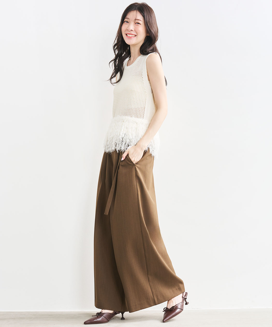 タックワイドパンツ サイドタックワイドパンツ TALL丈 - SOÉJU online store｜上質な