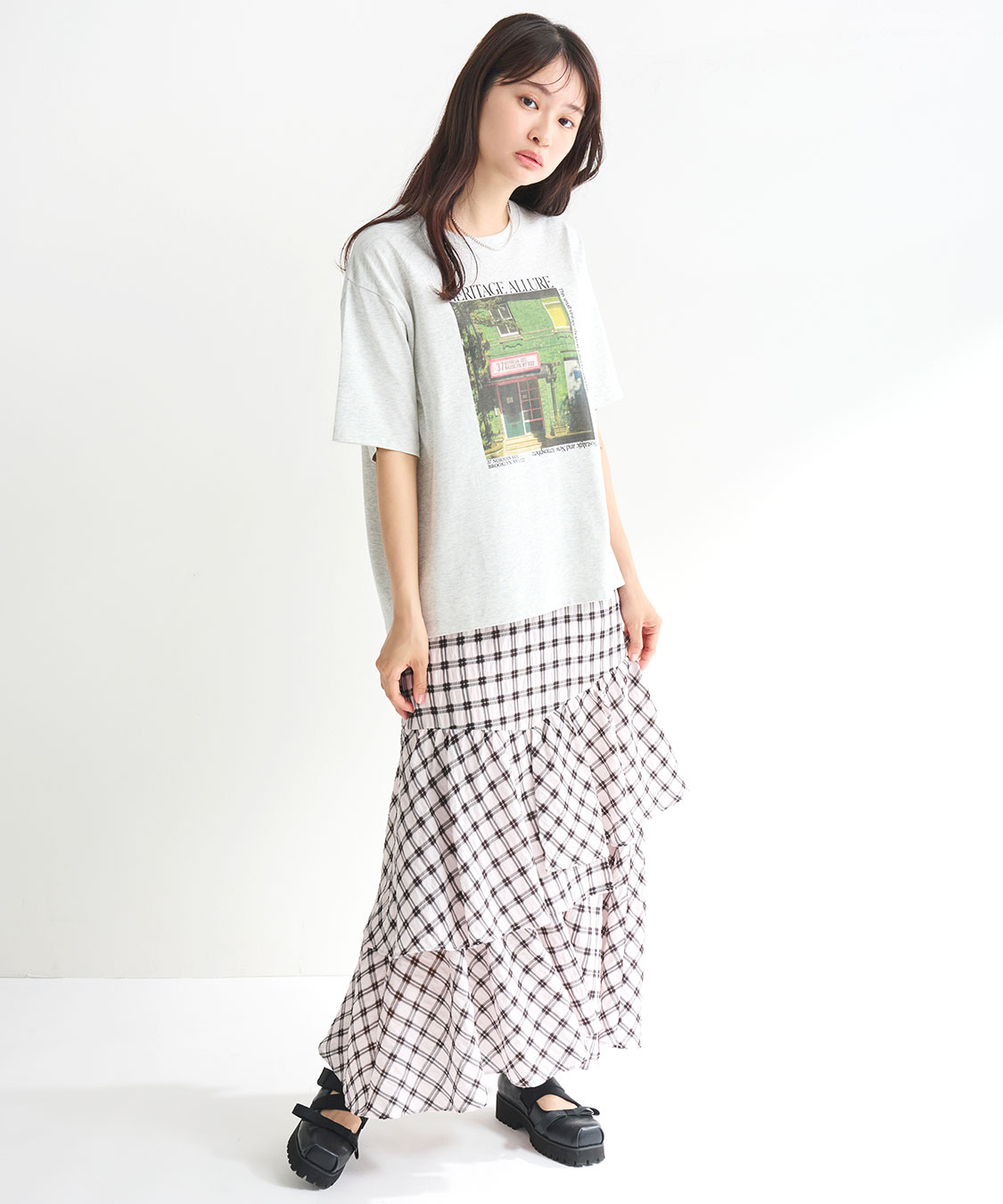 【新品タグ付】完売色 ココディール チェックアシメティアードスカート 25AW 完売色 ココディール 新品タグ付 チェックアシメティアード