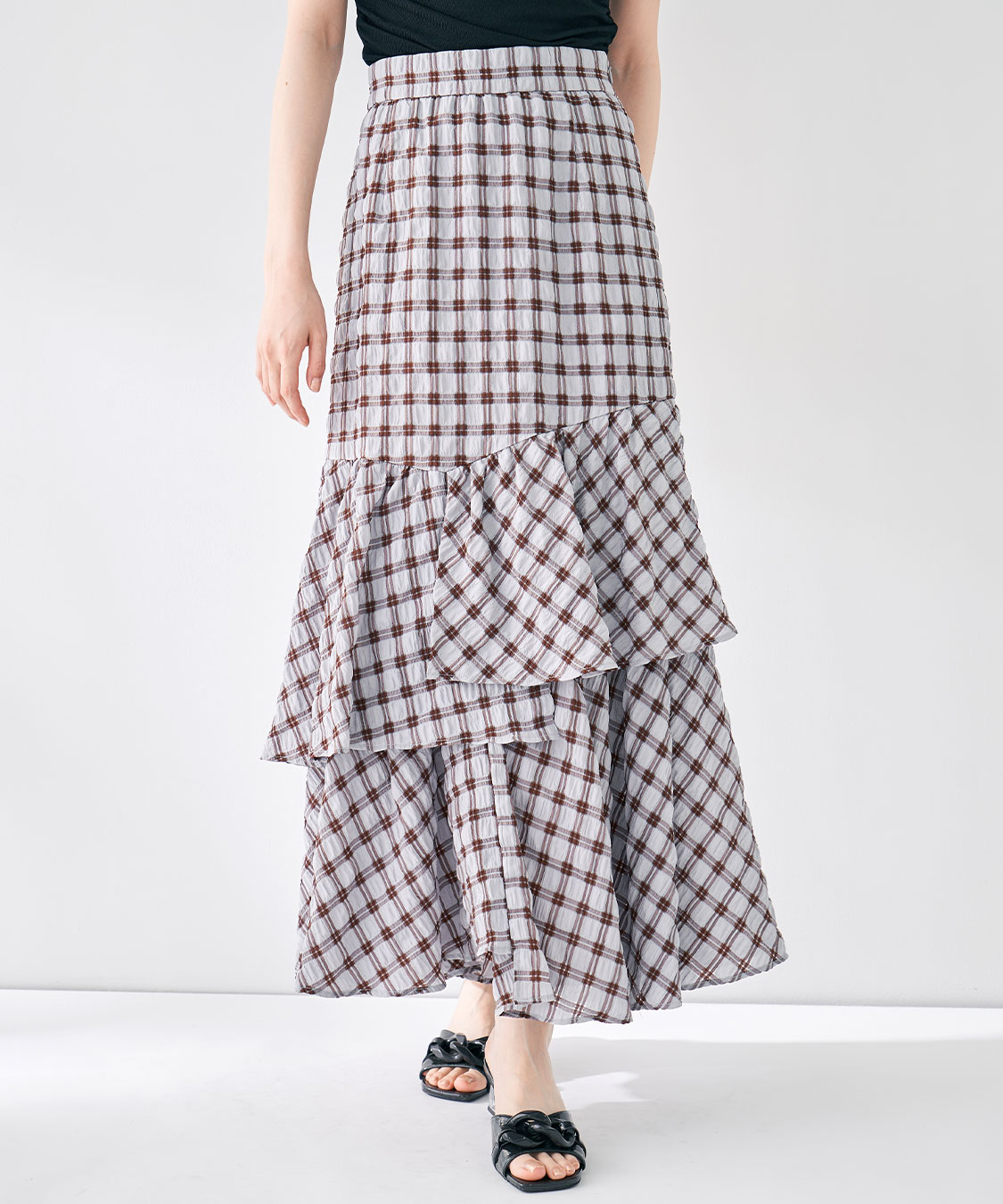 ◆幻◆希少美品 定価5.1万円 ADORE ウーリーチェックアシメトリースカート ✨美シルエット✨未使用級 ADORE ウーリーチェックアシメトリー