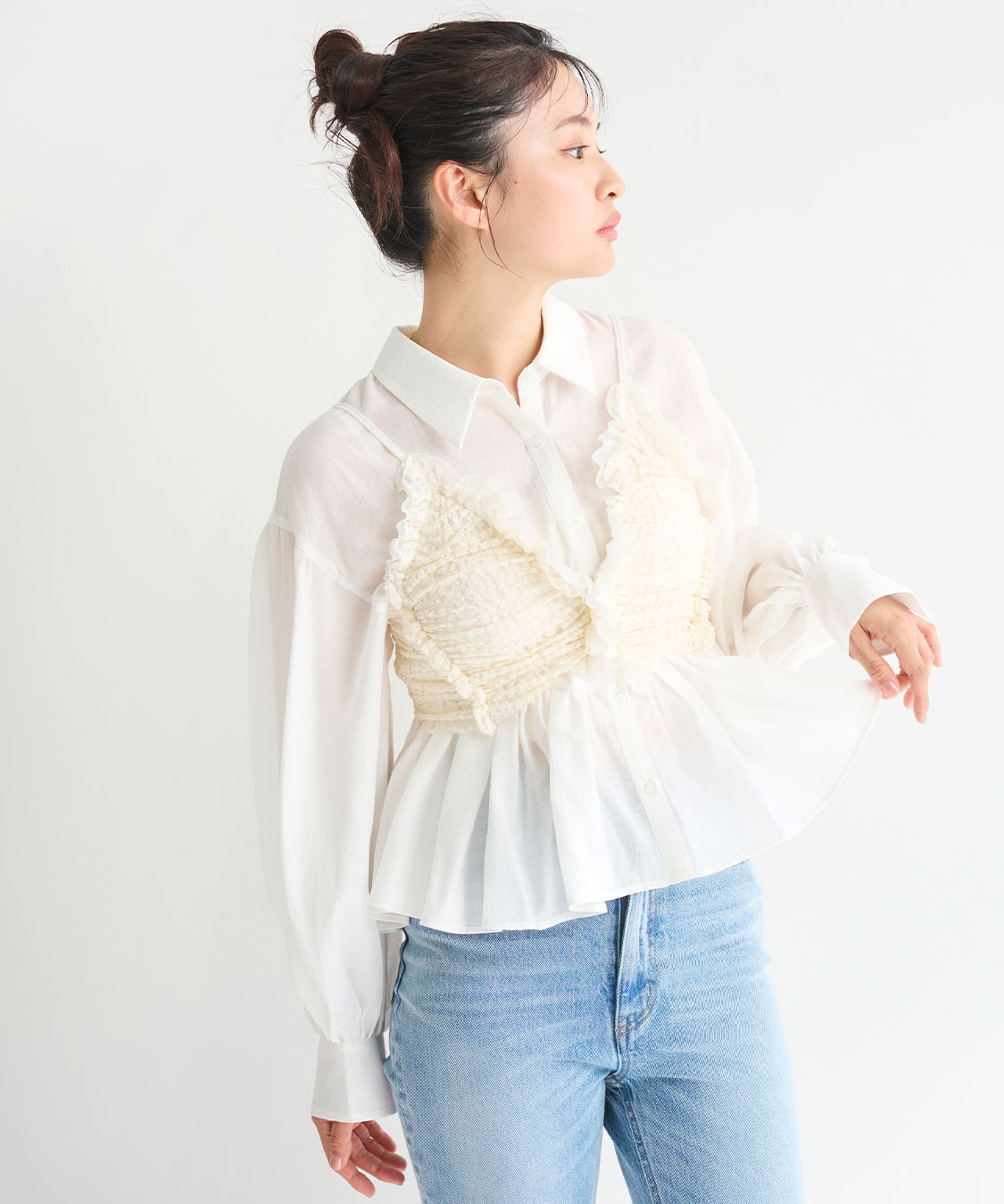 ギャザーペプラムシャツ｜PETAL ONLINE（ペタルオンライン）