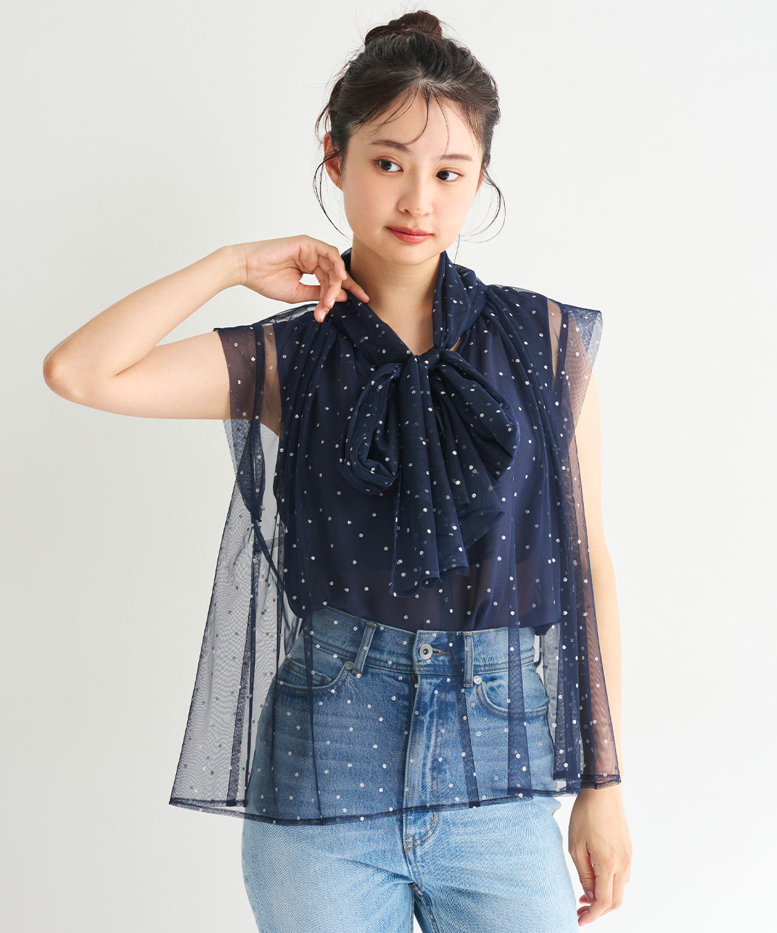 予約商品/COCODEAL ココディール ドットチュールリボンブラウス 75518148 8月中〜9月中入荷予定  25FW 2025秋冬 キャンセル返品不可 ドットチュールリボンブラウス｜PETAL ONLINE（ペタルオンライン）