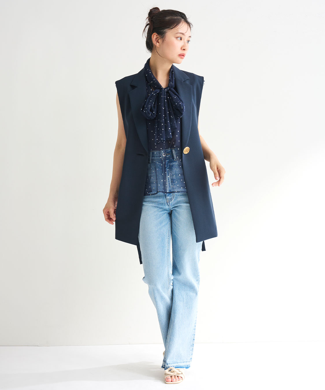 完売色　ココディール　新品タグ付き　ドットチュールリボンブラウス　ブラック 完売色 ココディール 新品タグ付き ドットチュールリボン