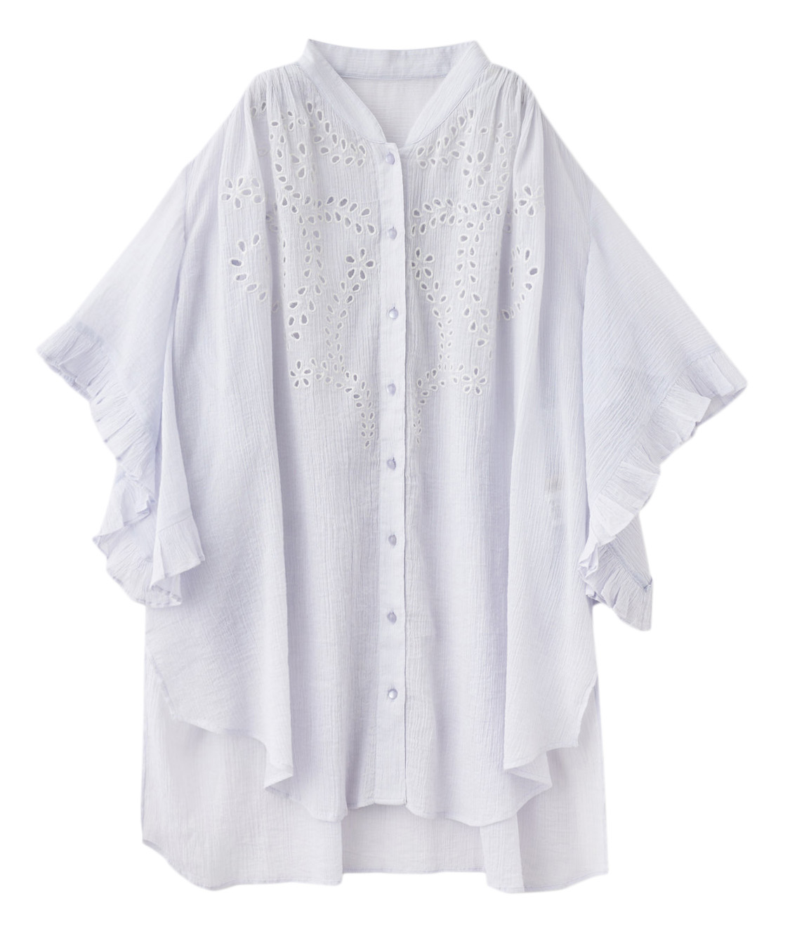 COCO DEAL◆25SS/エンブロイダリーフリルスリーブブラウス/タグ付属/2/コットン/BLU/75518541 エンブロイダリーフリルスリーブブラウス｜PETAL ONLINE（ペタル