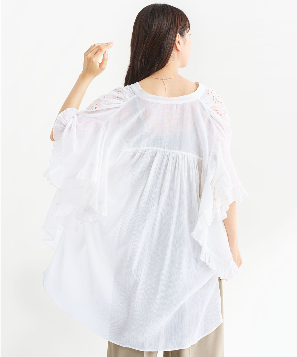 COCO DEAL◆25SS/エンブロイダリーフリルスリーブブラウス/タグ付属/2/コットン/BLU/75518541 エンブロイダリーフリルスリーブブラウス｜PETAL ONLINE（ペタル