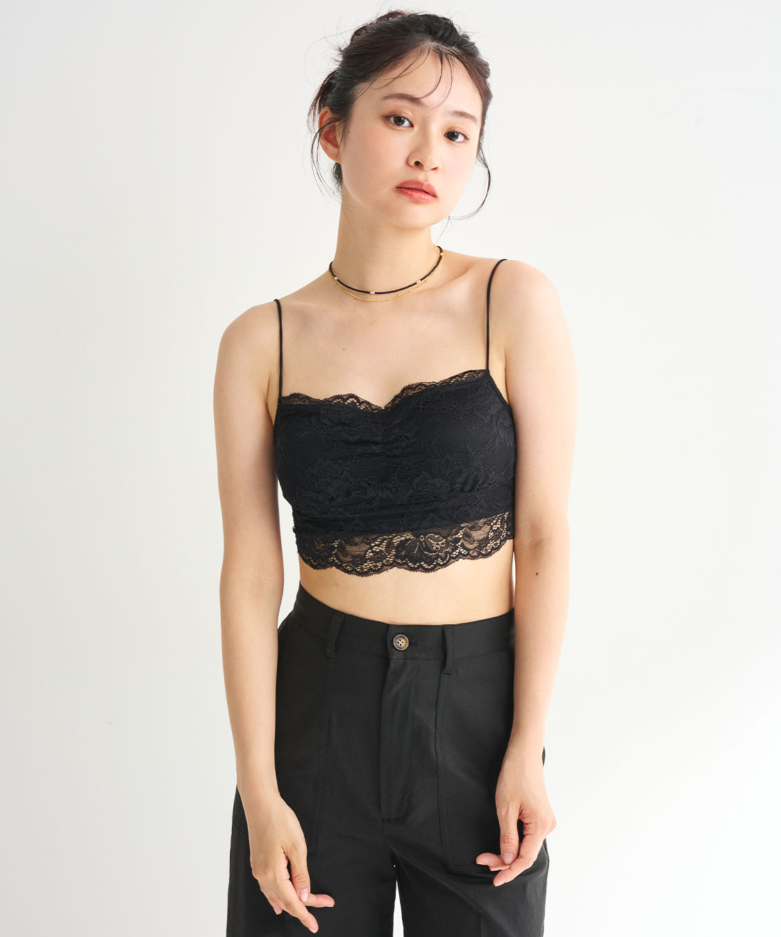 【早い者勝ち】 aimeine バックデザインカップ付きキャミ オフ ブラック バックデザインカップ付きキャミ｜PETAL ONLINE（ペタルオンライン）