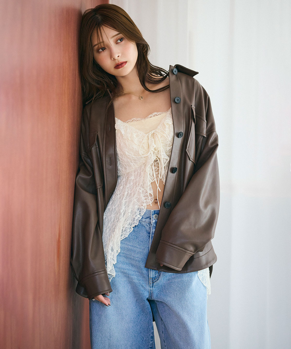 reine レザーキャミソール（カップ付き） reine レザーキャミソール（カップ付き） カップ付きタンク