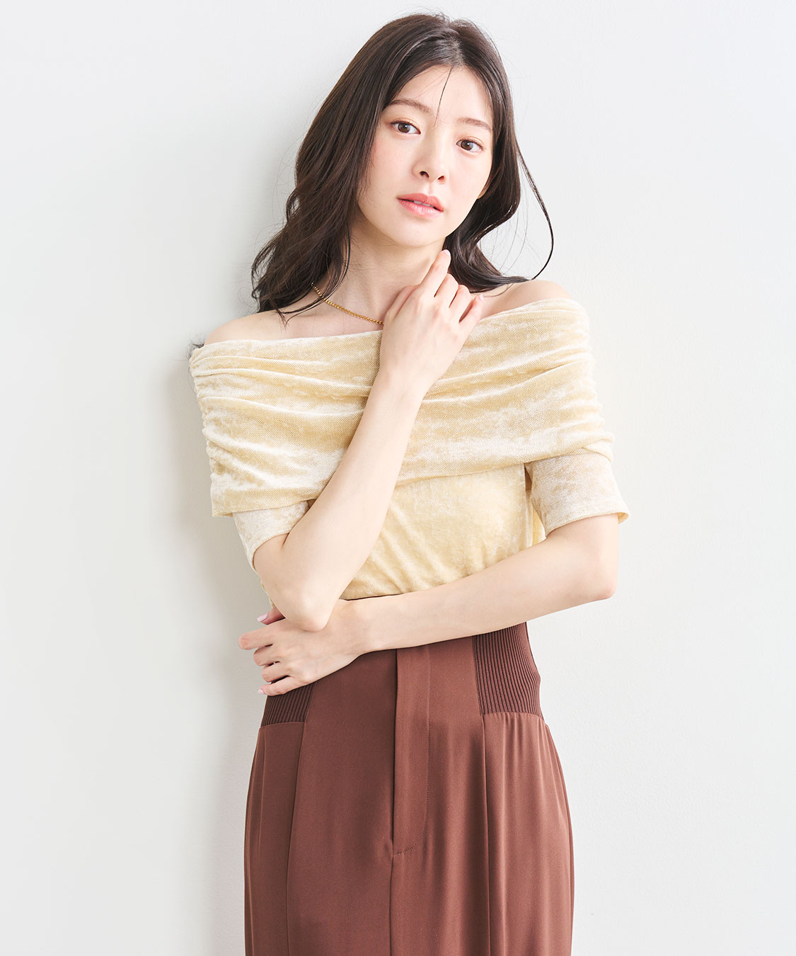 トップス coco オフショルダーメッシュベロアトップス｜PETAL ONLINE（ペタル