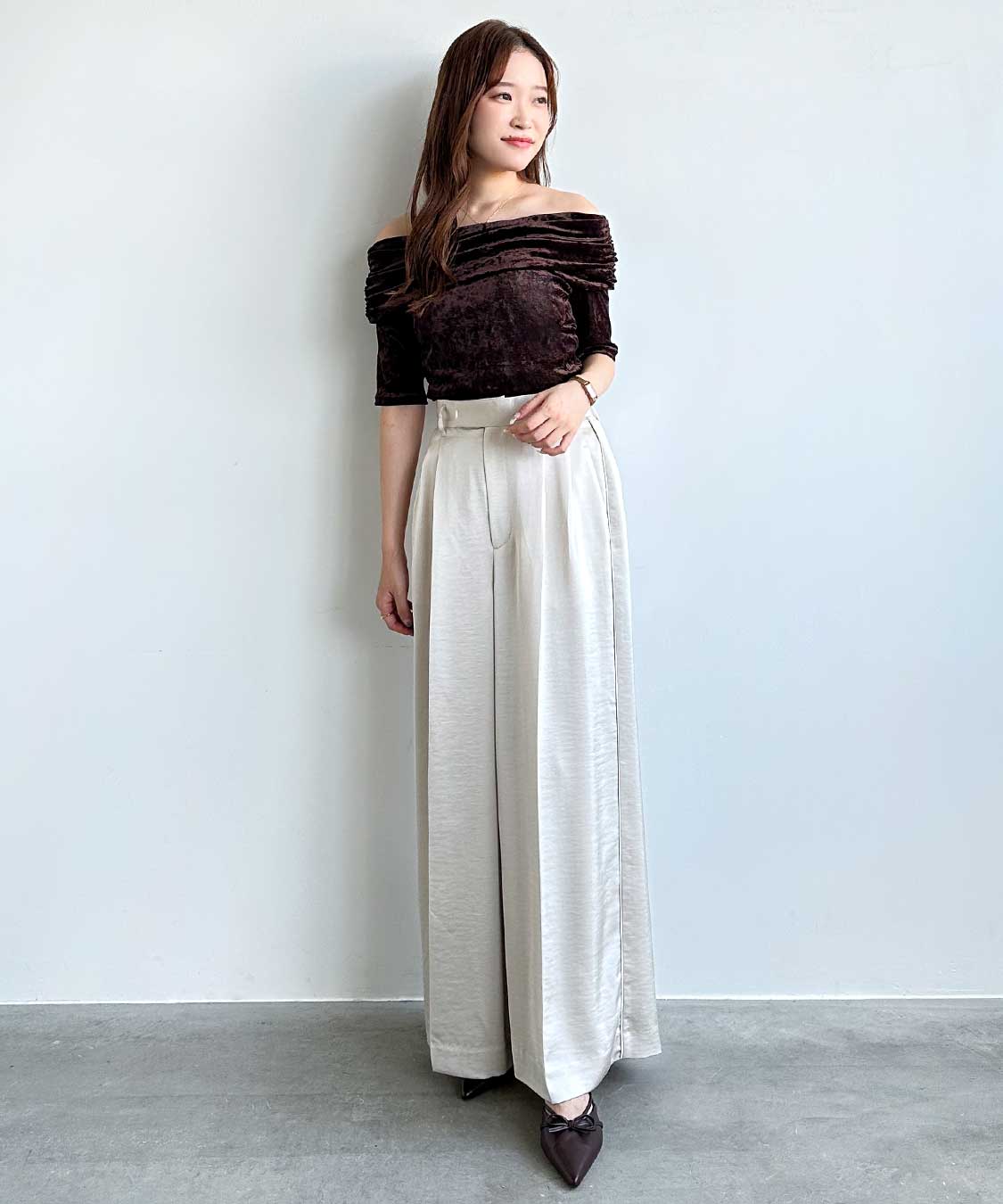 トップス coco オフショルダーメッシュベロアトップス｜PETAL ONLINE（ペタル