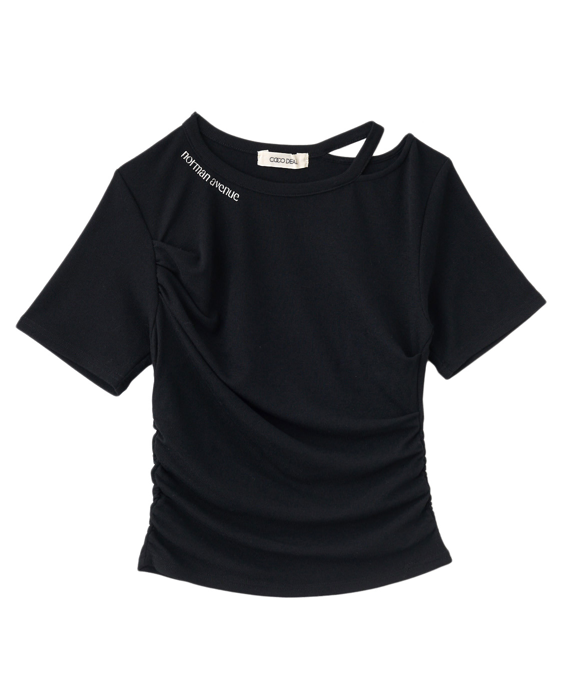 COCO DEAL シャツ スリットギャザーロゴTシャツ｜PETAL ONLINE（ペタルオンライン）