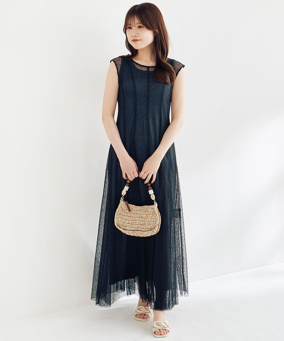 ERISABETTA FRANCHI サークルドレス ワンピース ノースリーブ Lサイズあり【DEA./ディア】ワンカラー/ ノースリーブ/ ベルト