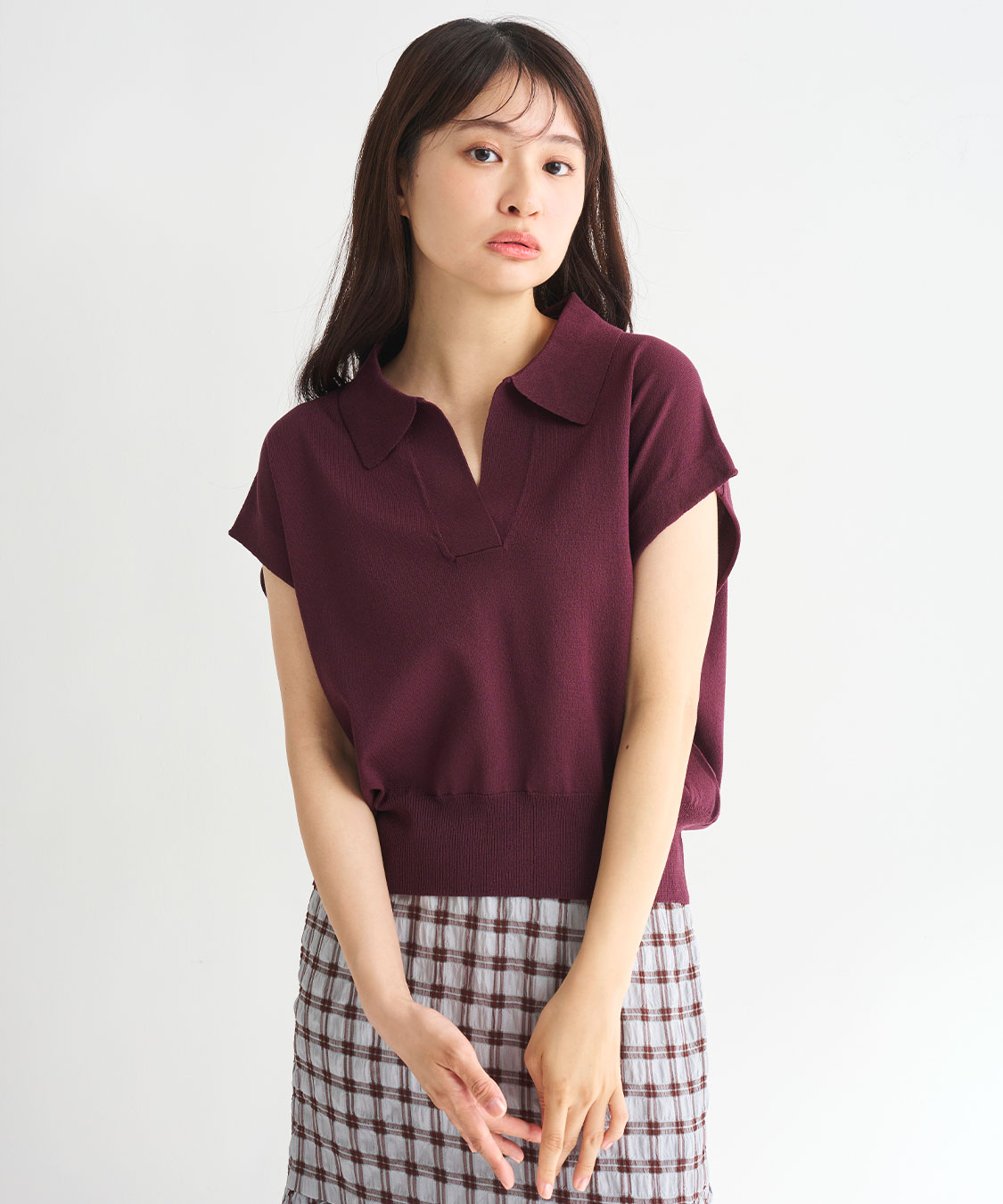 幸☆☆ スキッパーポロ衿フレンチスリーブニット｜PETAL ONLINE（ペタル