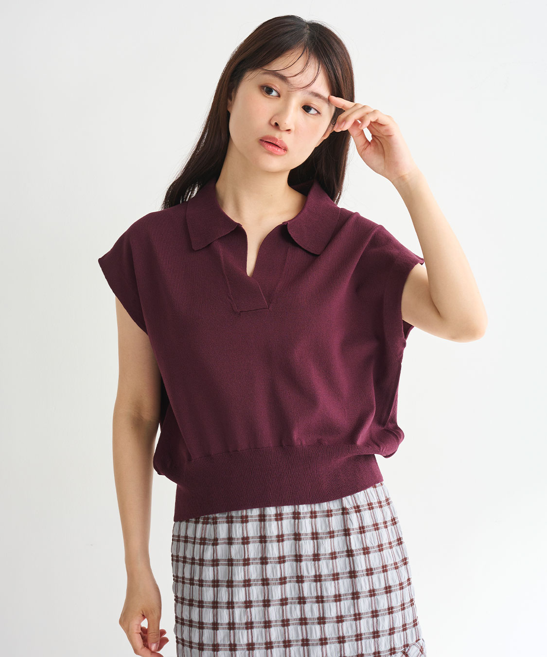 幸☆☆ スキッパーポロ衿フレンチスリーブニット｜PETAL ONLINE（ペタル