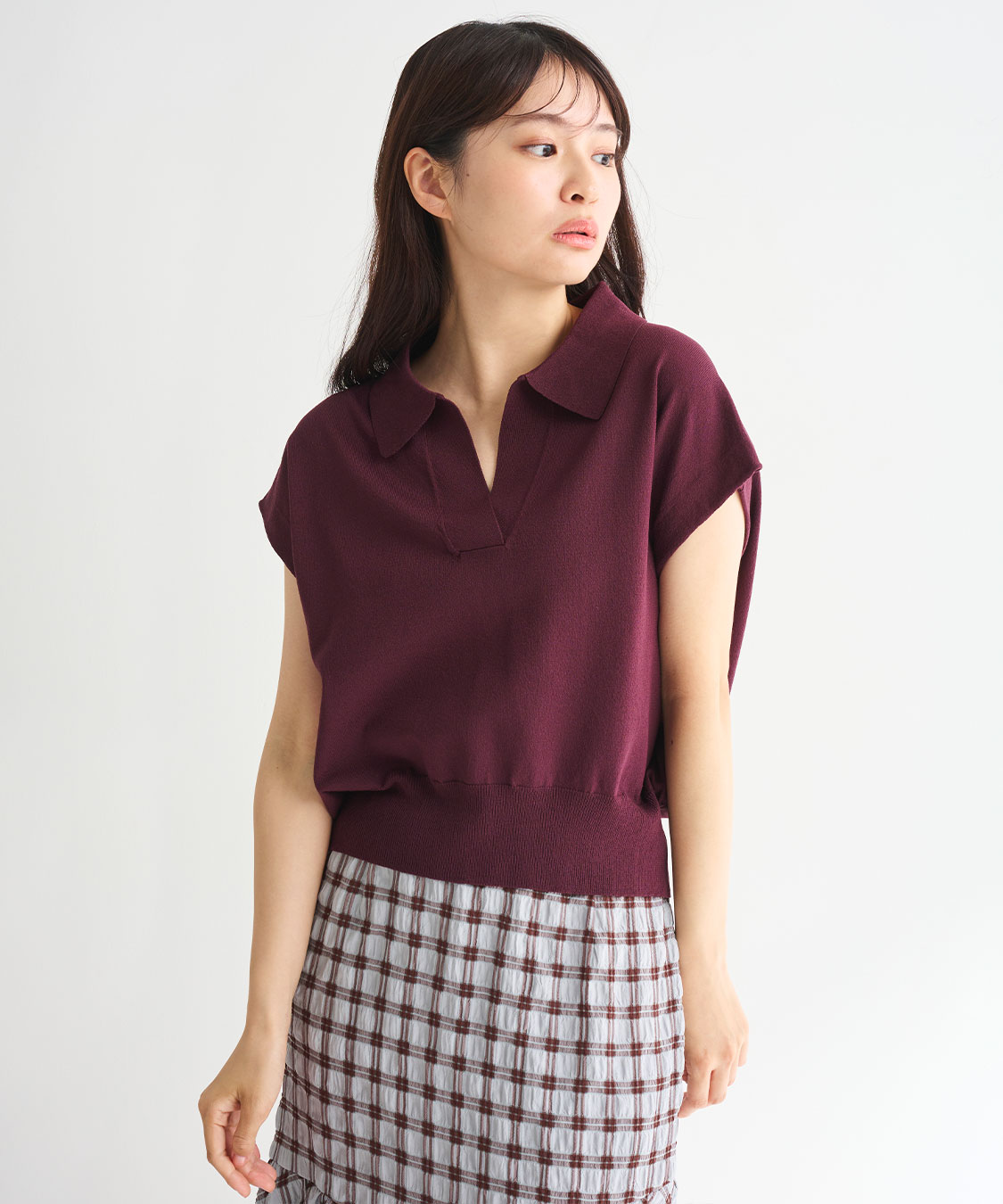 スキッパーポロ衿フレンチスリーブニット｜PETAL ONLINE（ペタル